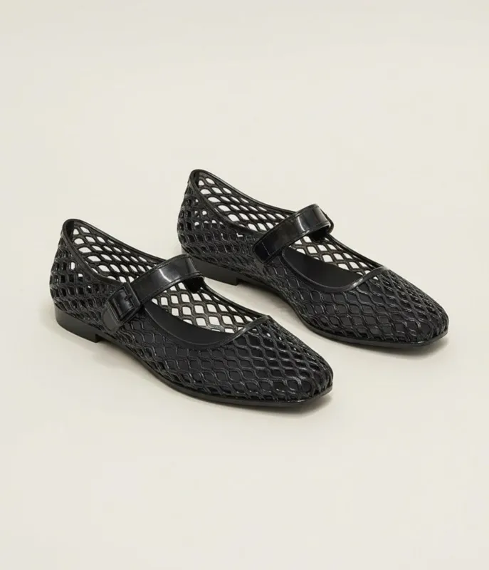 Black Woven Jelly Mary Jane Flats made by CCOCCI