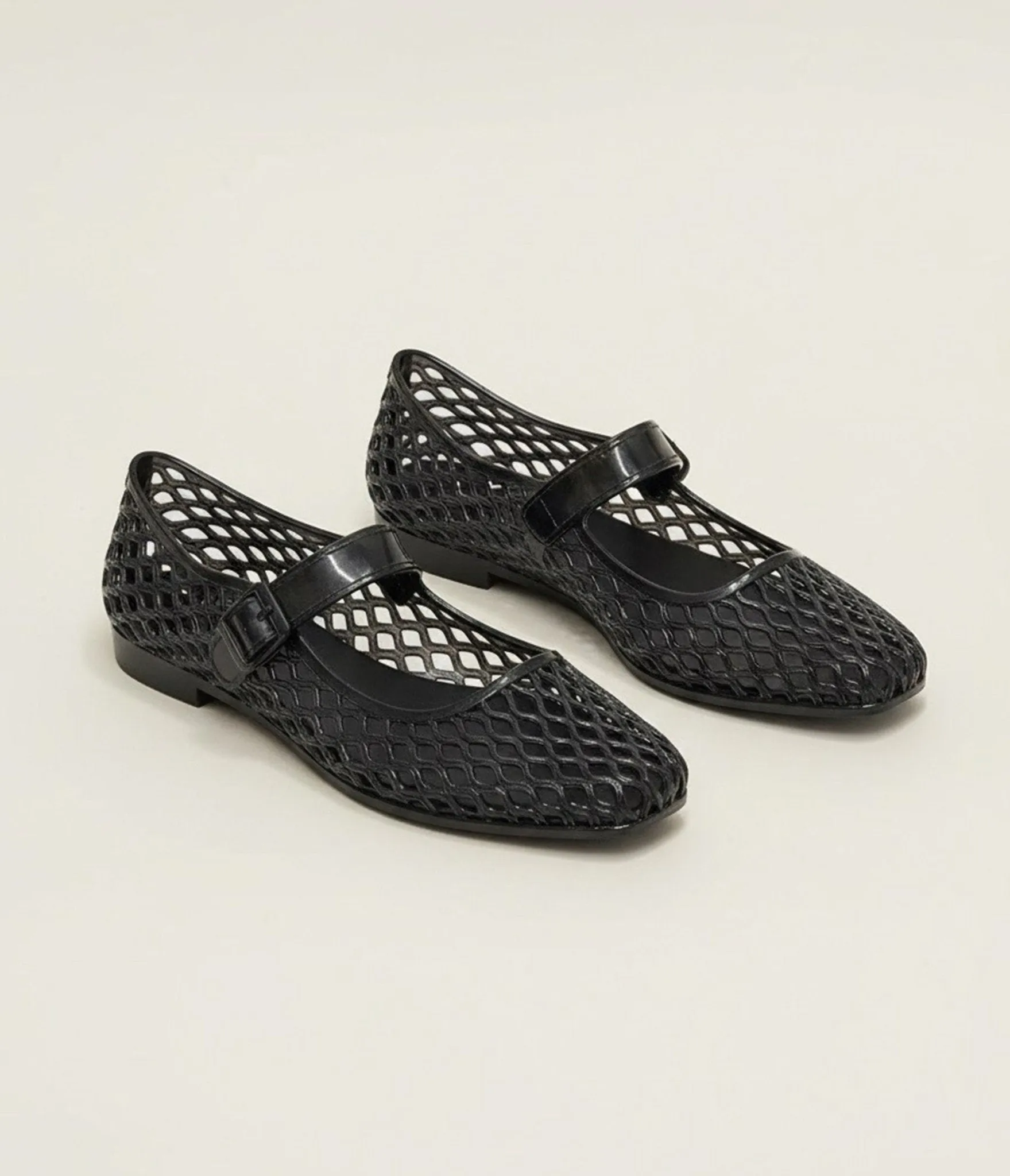 Black Woven Jelly Mary Jane Flats sold by Unique Vintage