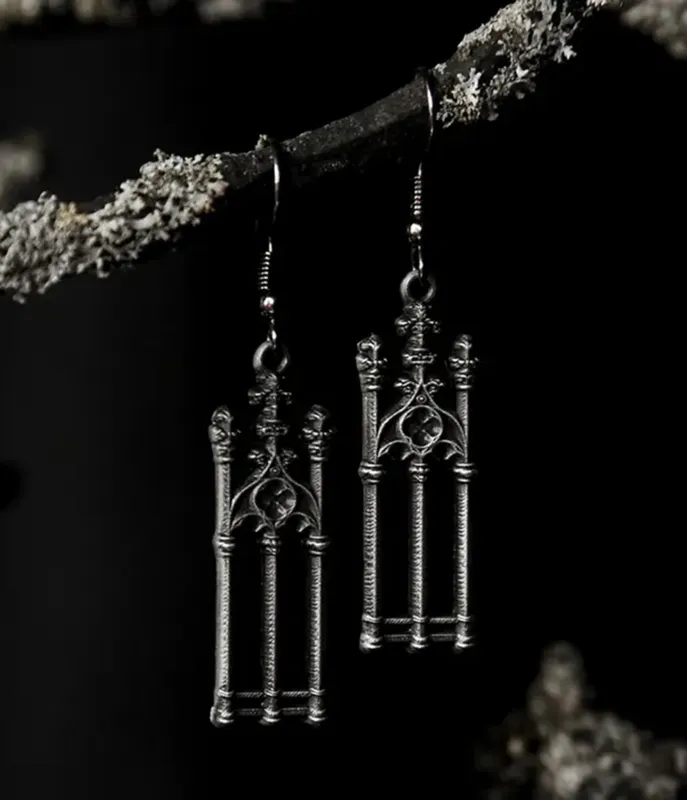 Cemetery Gates Dangle Earrings made by Unique Vintage