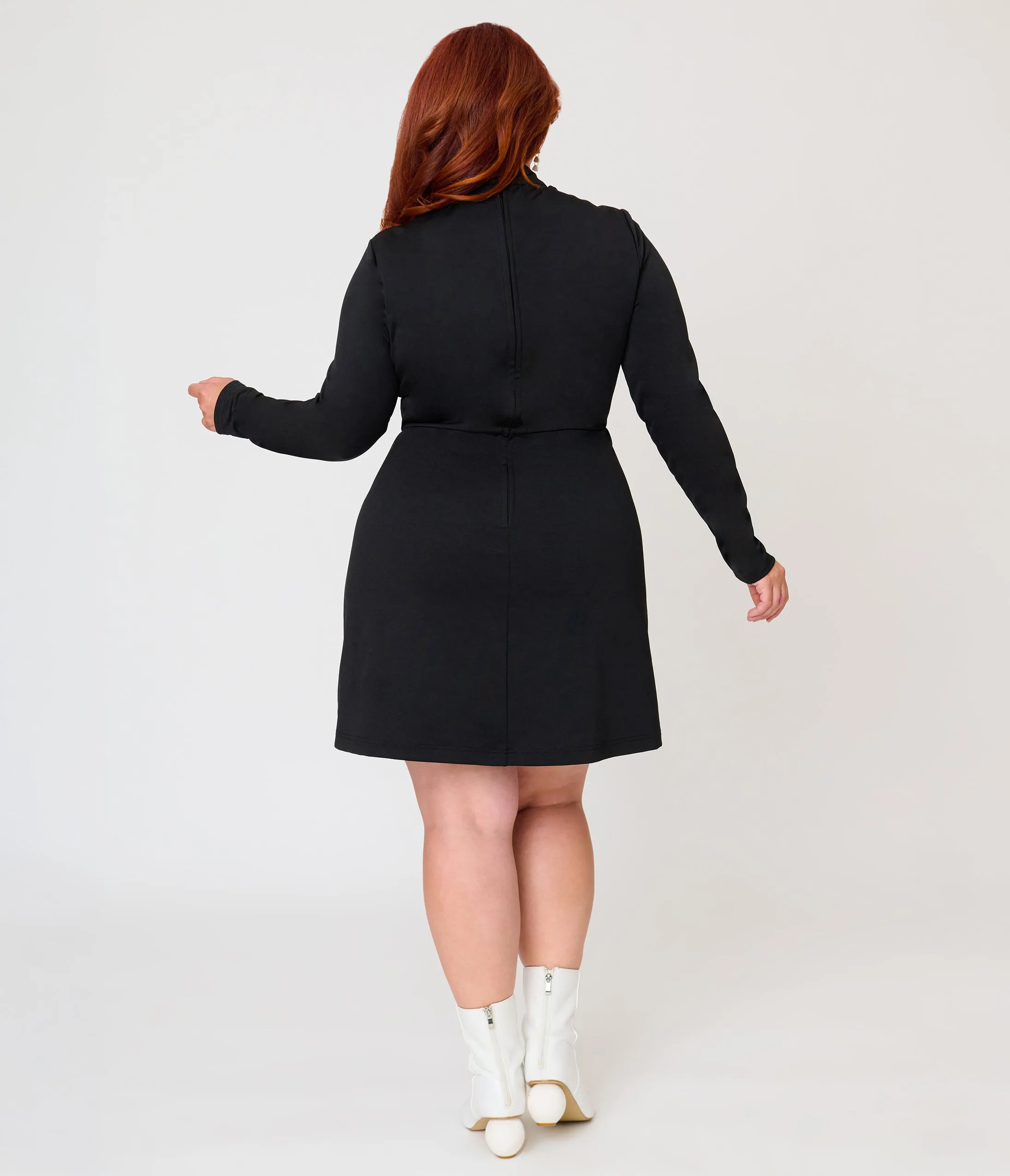 Smak Parlour Plus Size Black Glow in the Dark Skeleton Mock Turtleneck Fit & Flare Lori Dress sold by Unique Vintage product image thumbnail 2
