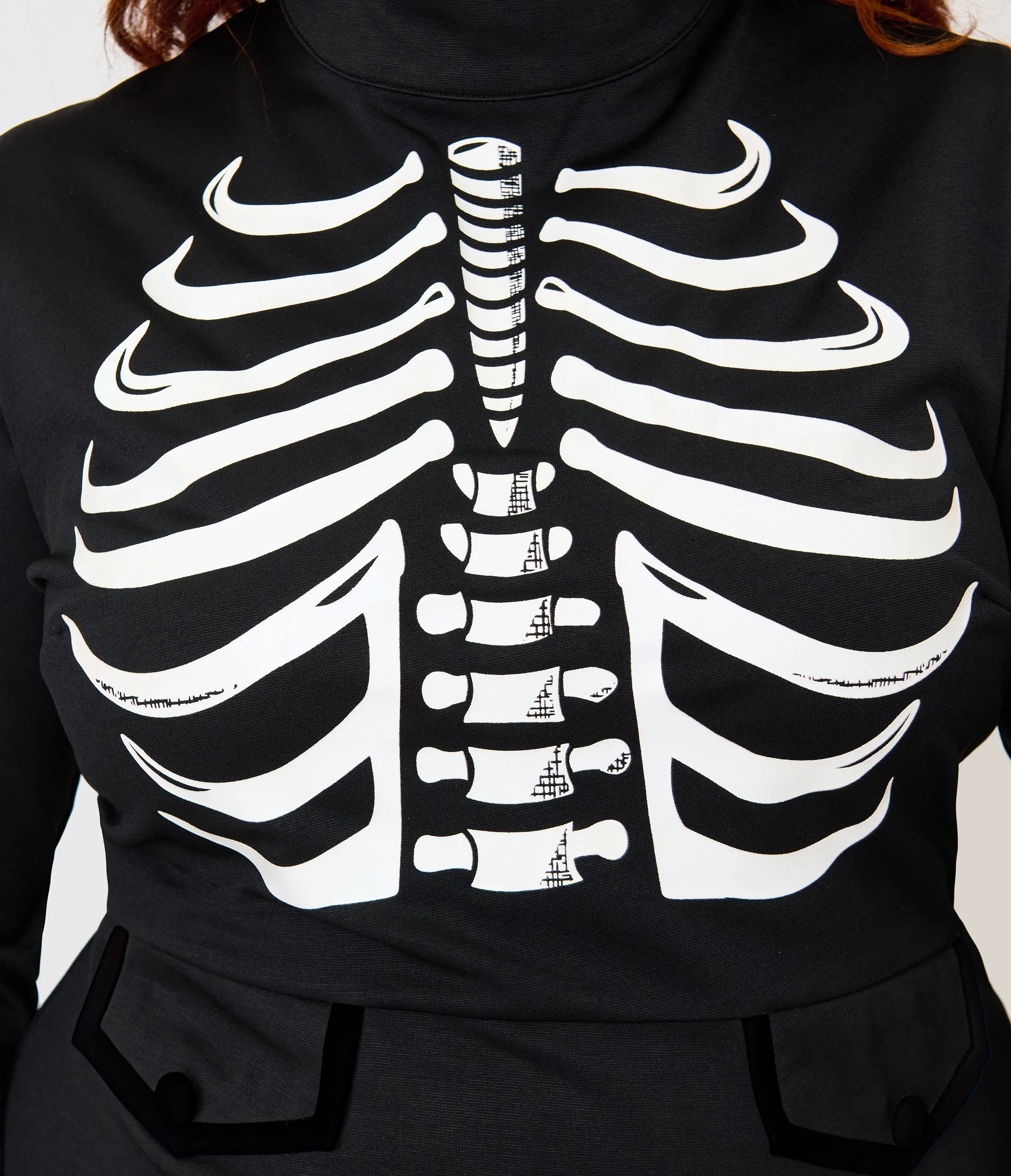 Smak Parlour Plus Size Black Glow in the Dark Skeleton Mock Turtleneck Fit & Flare Lori Dress sold by Unique Vintage product image thumbnail 5