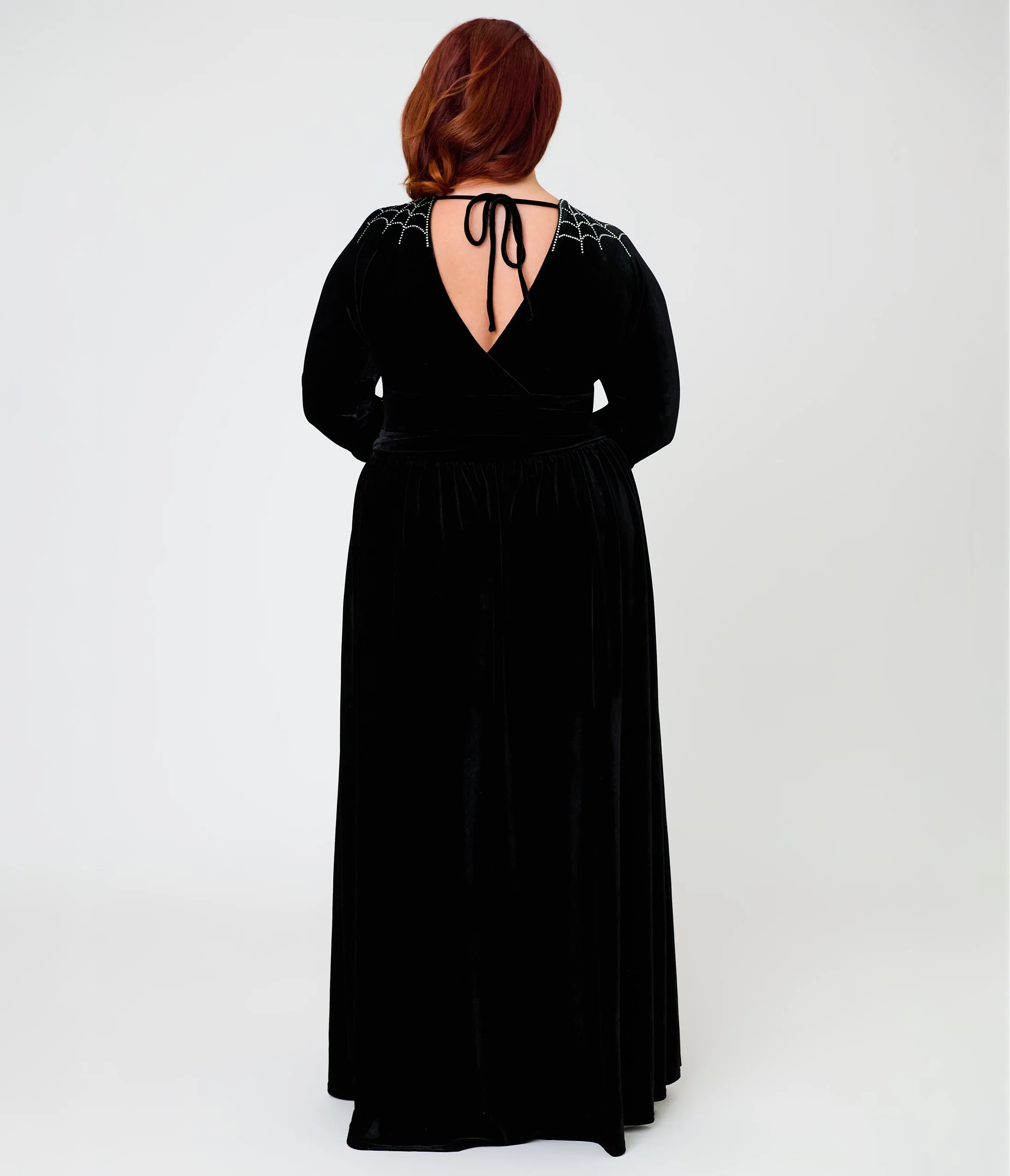 Unique Vintage Plus Size Black Velvet & Rhinestone Batwing Norma Maxi Dress sold by Unique Vintage product image thumbnail 2