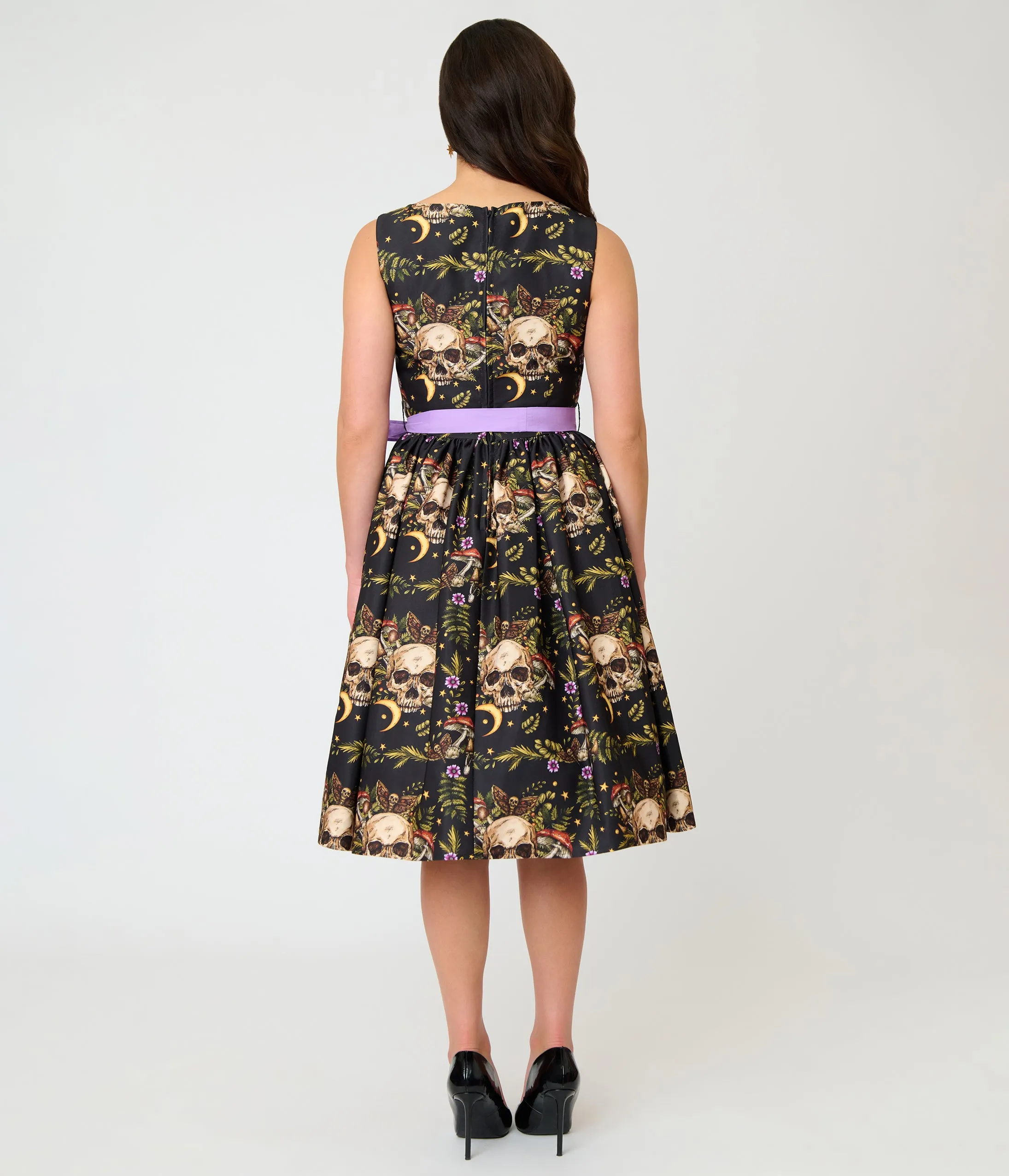 Unique Vintage Black Skull Print Margaret Swing Dress sold by Unique Vintage product image thumbnail 2