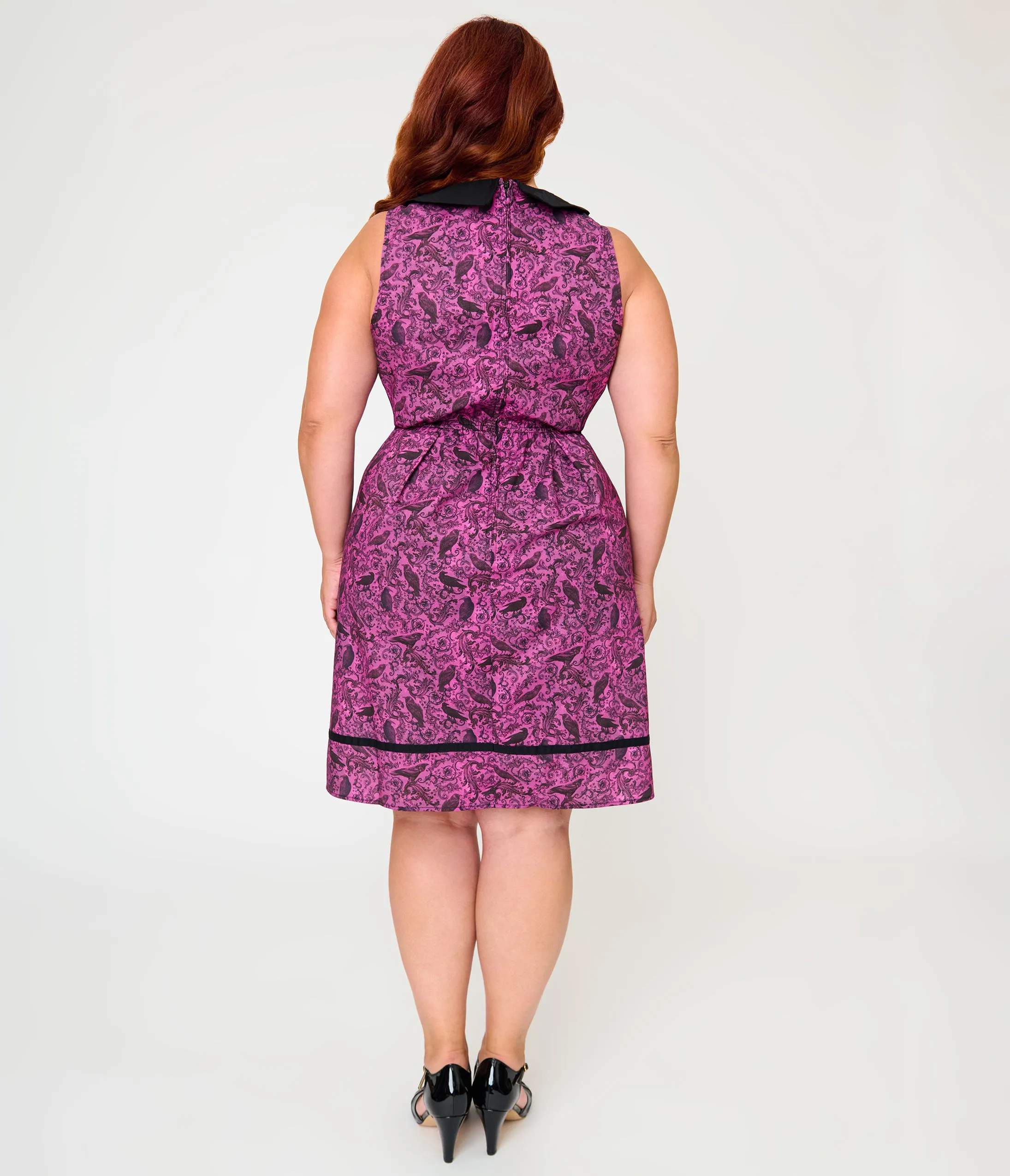 Retrolicious Plus Size Fuschia Black Crow Collared Dress sold by Unique Vintage product image thumbnail 2