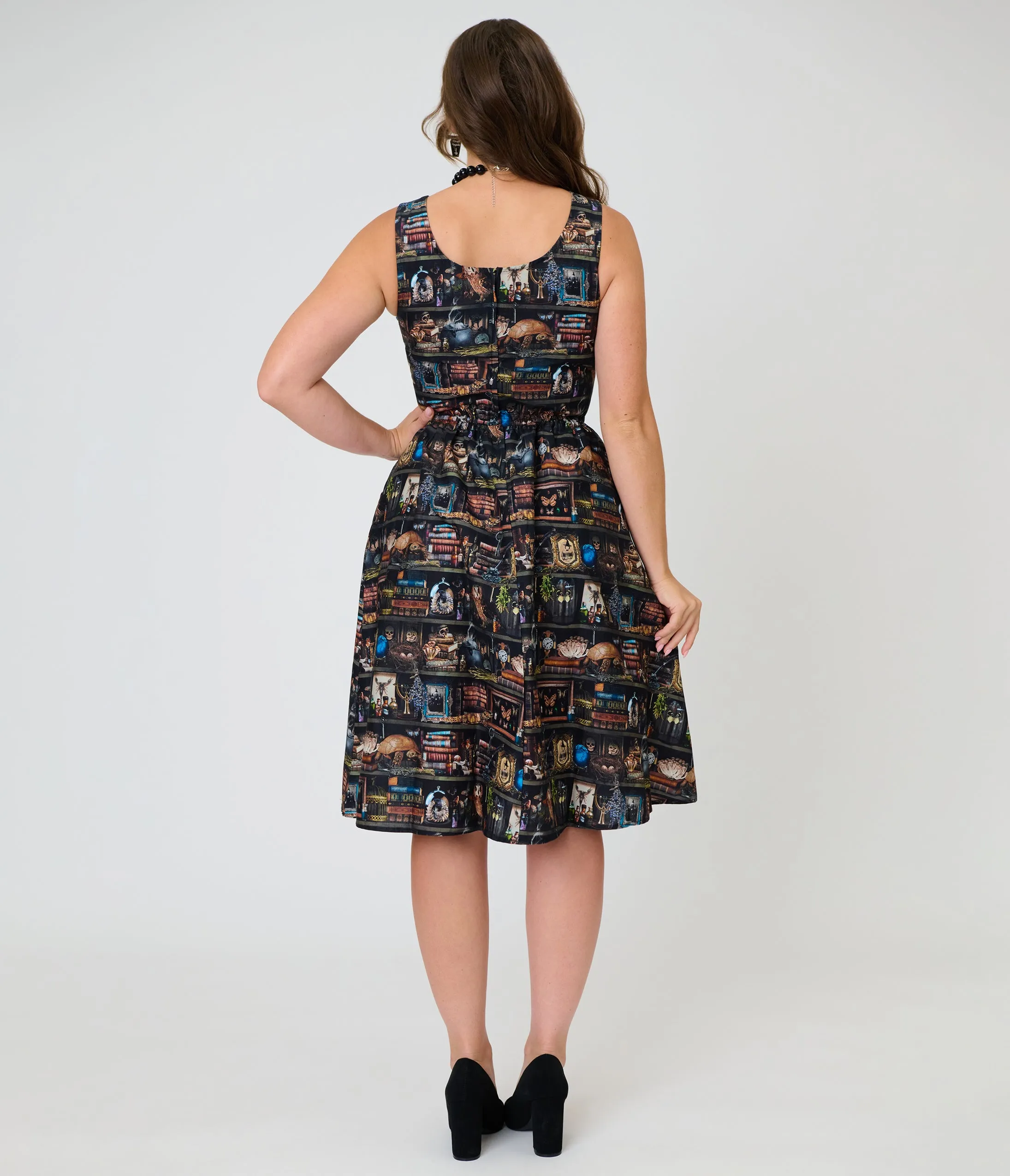 Retrolicious Black Spellbinding Curio Midi Dress sold by Unique Vintage product image thumbnail 2