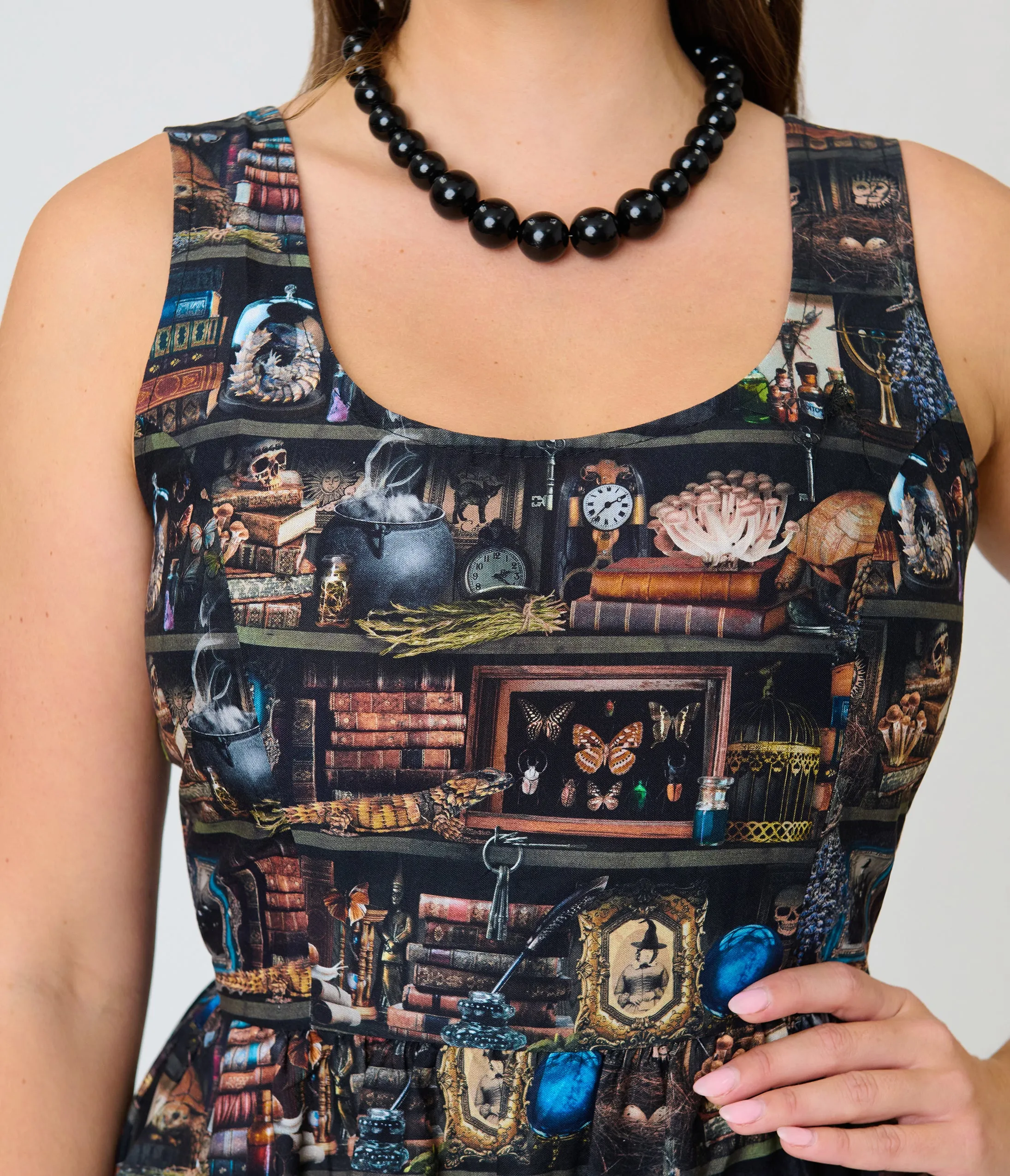 Retrolicious Black Spellbinding Curio Midi Dress sold by Unique Vintage product image thumbnail 5