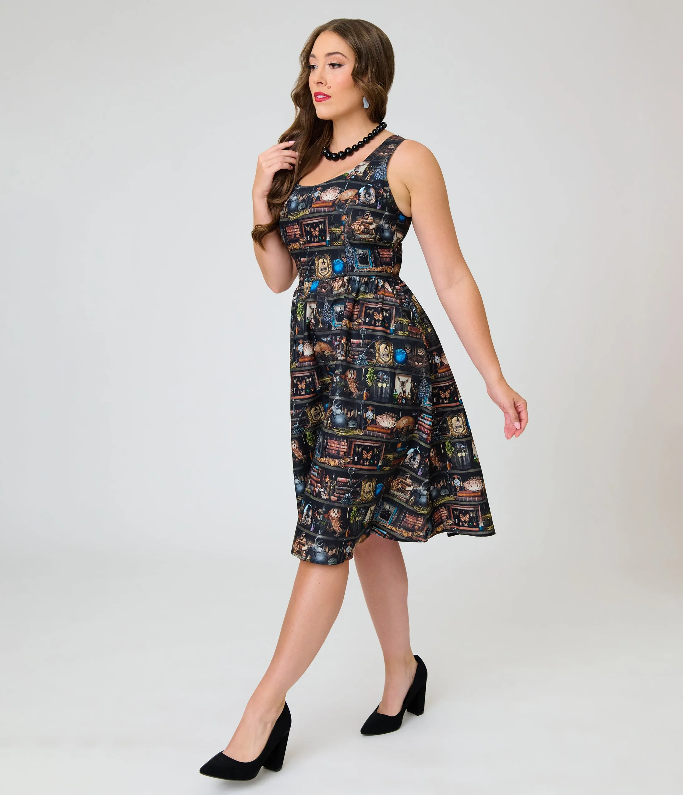 Retrolicious Black Spellbinding Curio Midi Dress sold by Unique Vintage product image thumbnail 4