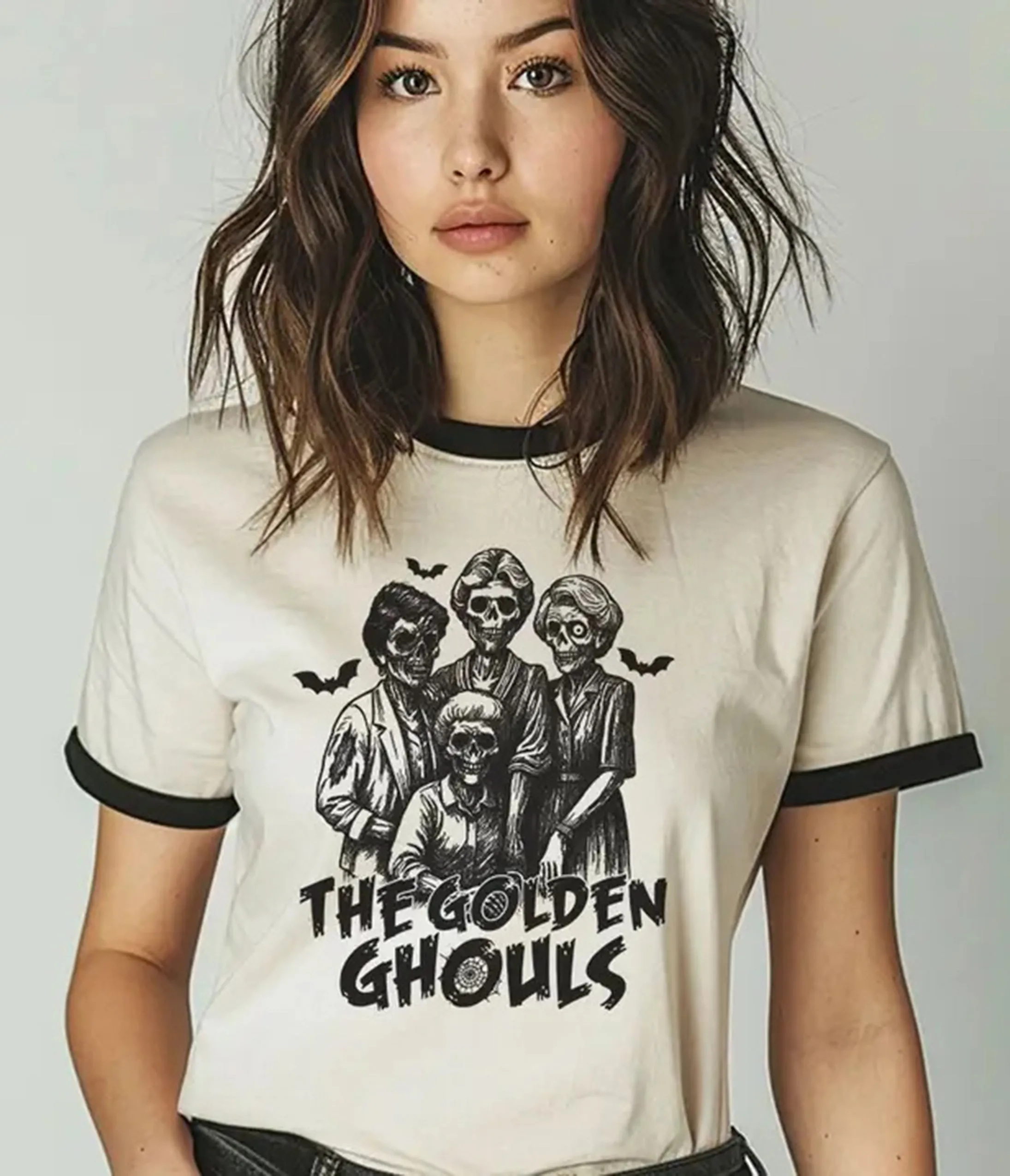 Golden Ghouls Ringer Graphic Tee sold by Unique Vintage