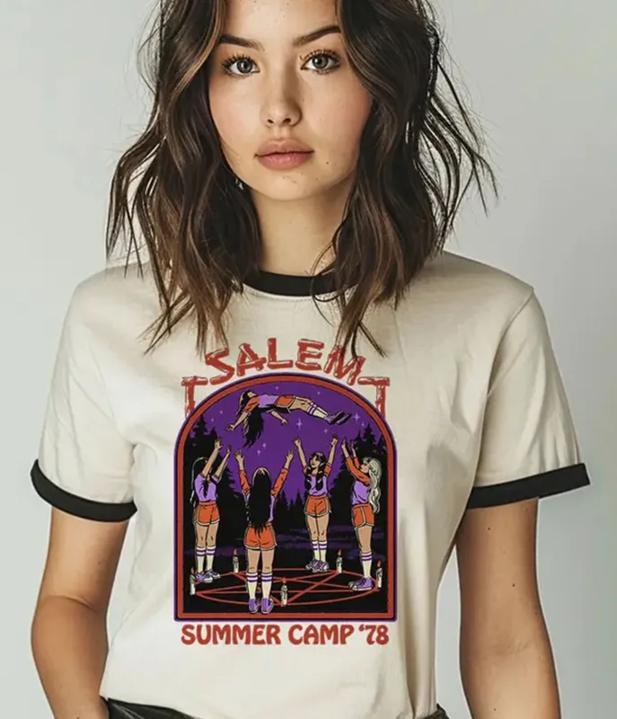 Salem Summer Camp Graphic Ringer Tee made by Unique Vintage