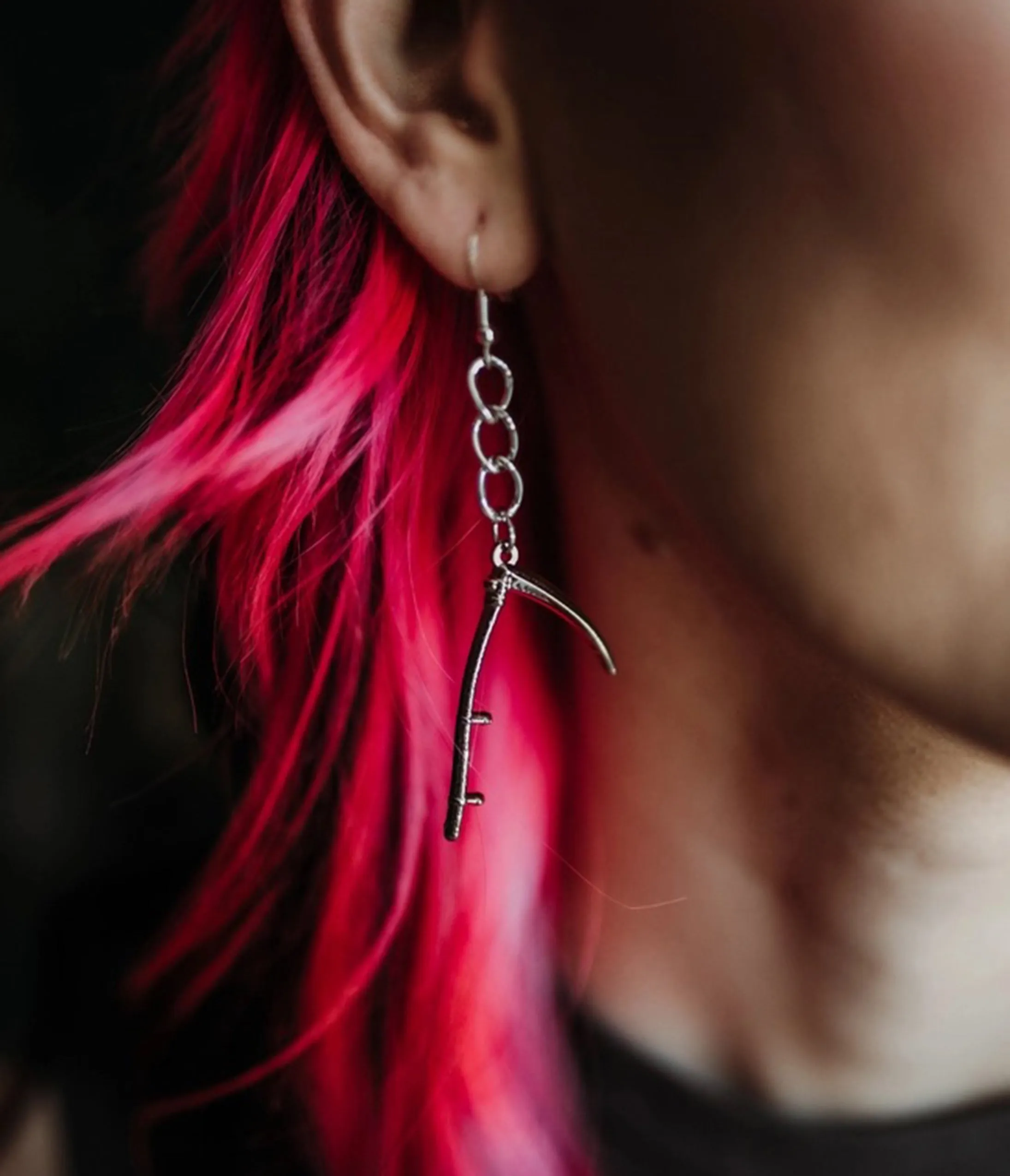 Silver Scythe Dangle Earrings sold by Unique Vintage product image thumbnail 2