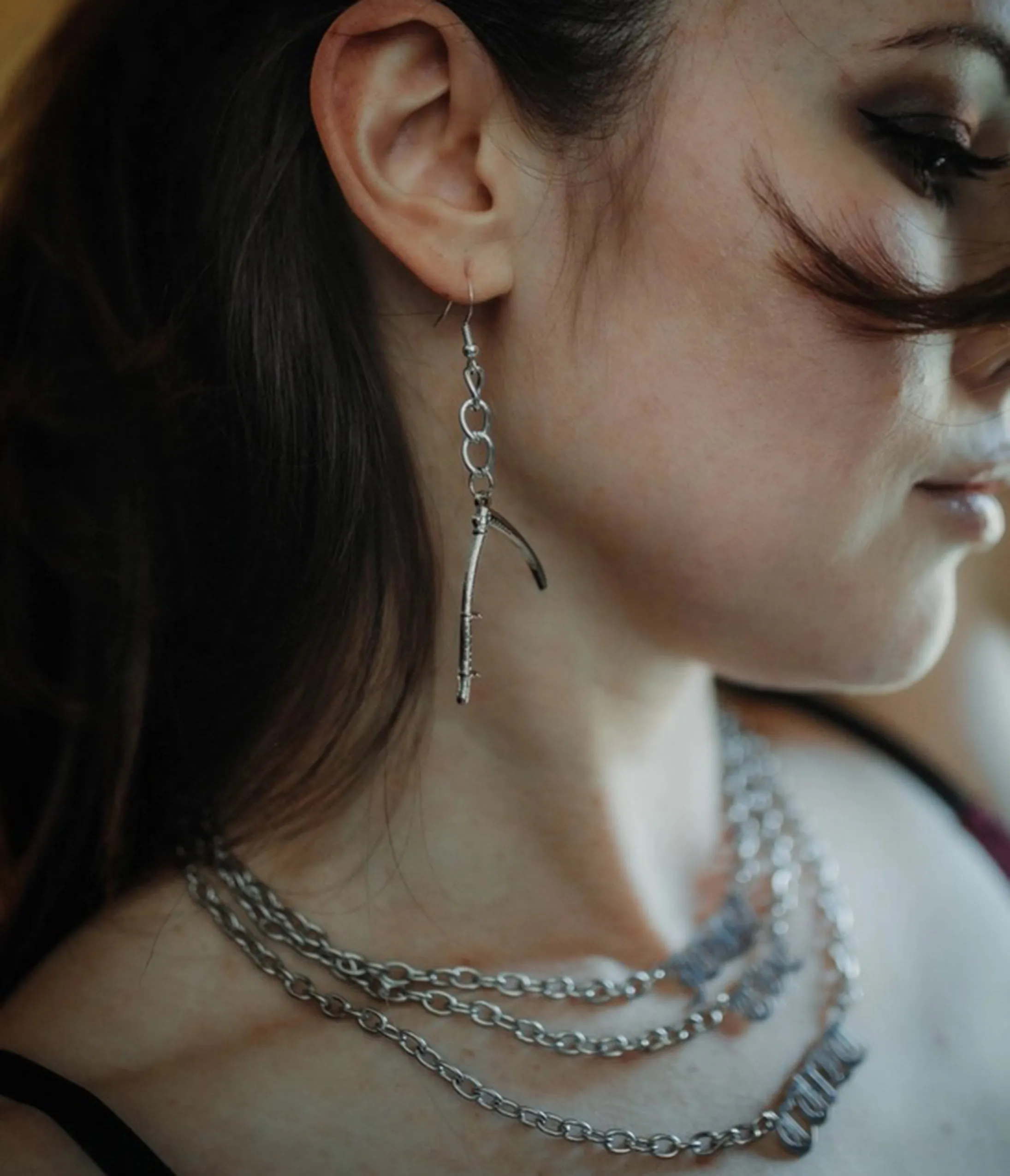 Silver Scythe Dangle Earrings sold by Unique Vintage product image thumbnail 3