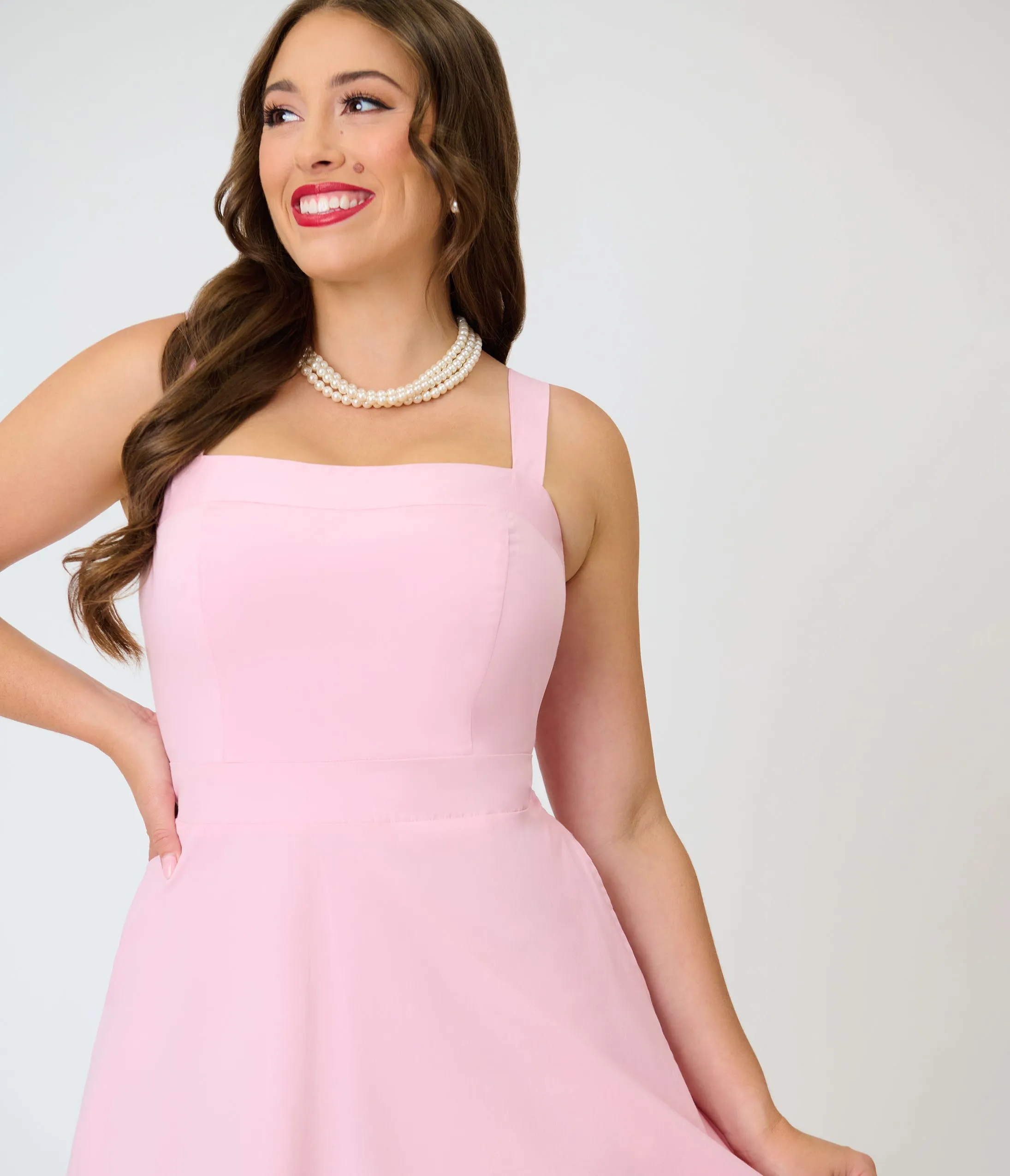 Timeless Blush Pink Cotton Poplin Midi Dress sold by Unique Vintage product image thumbnail 3