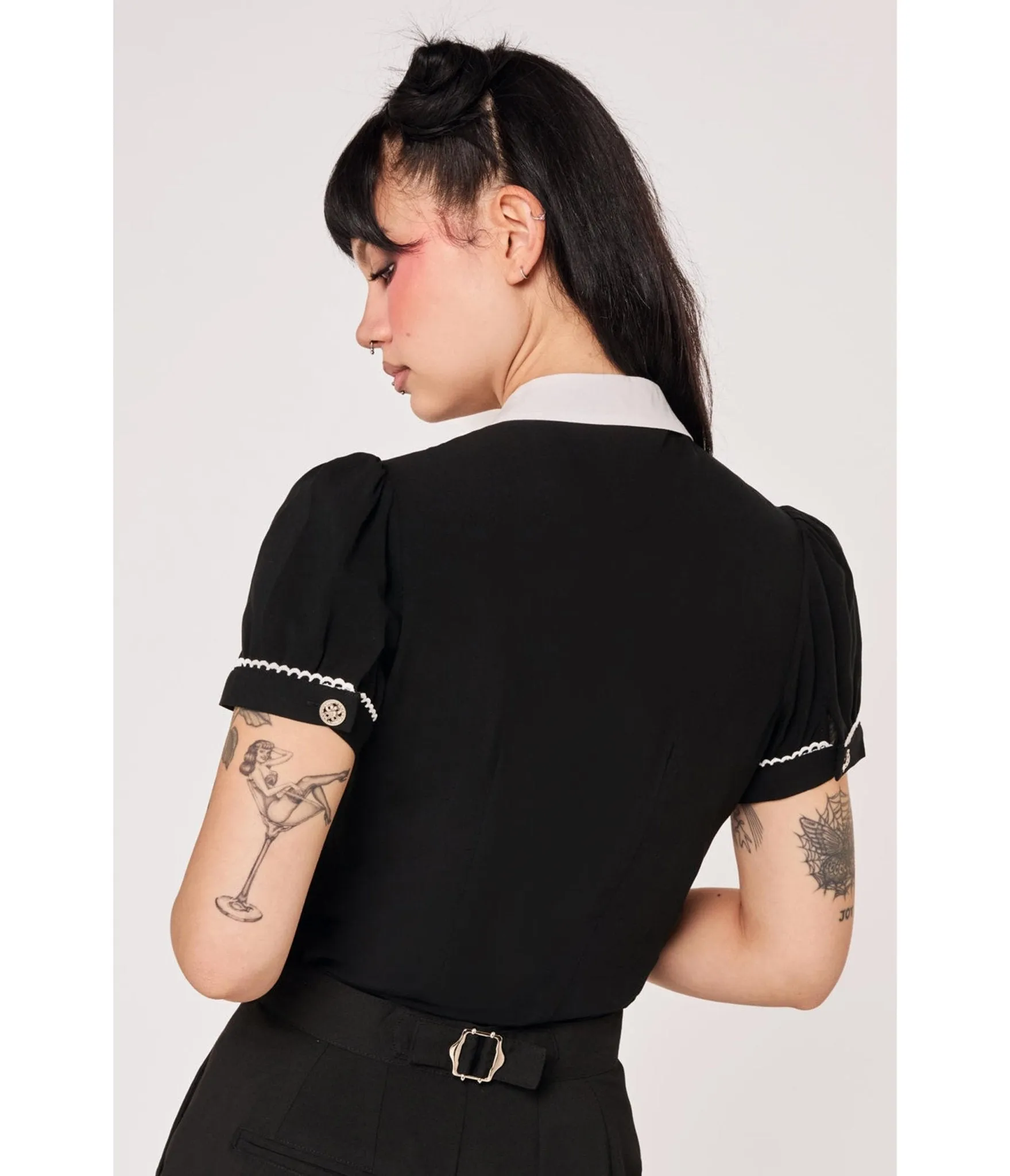 Hell Bunny Black Cathedral Embroidered Elizabeth Blouse sold by Unique Vintage product image thumbnail 2
