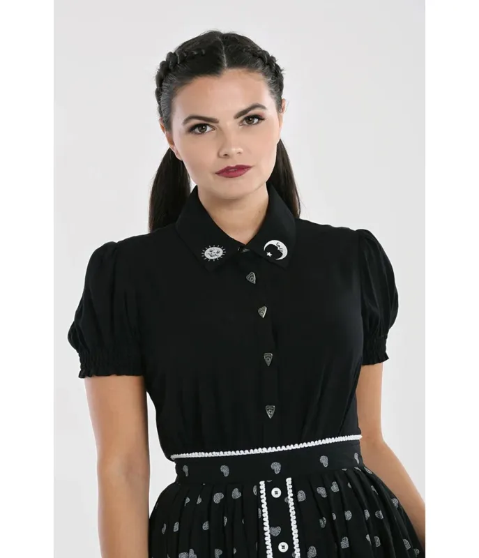 Hell Bunny Black Celestial Embroidered Samara Blouse made by Hell Bunny