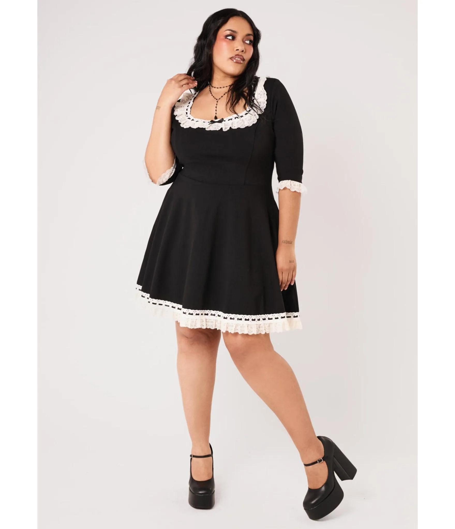 Hell Bunny Black Lace Trim Moira Dress sold by Unique Vintage product image thumbnail 4