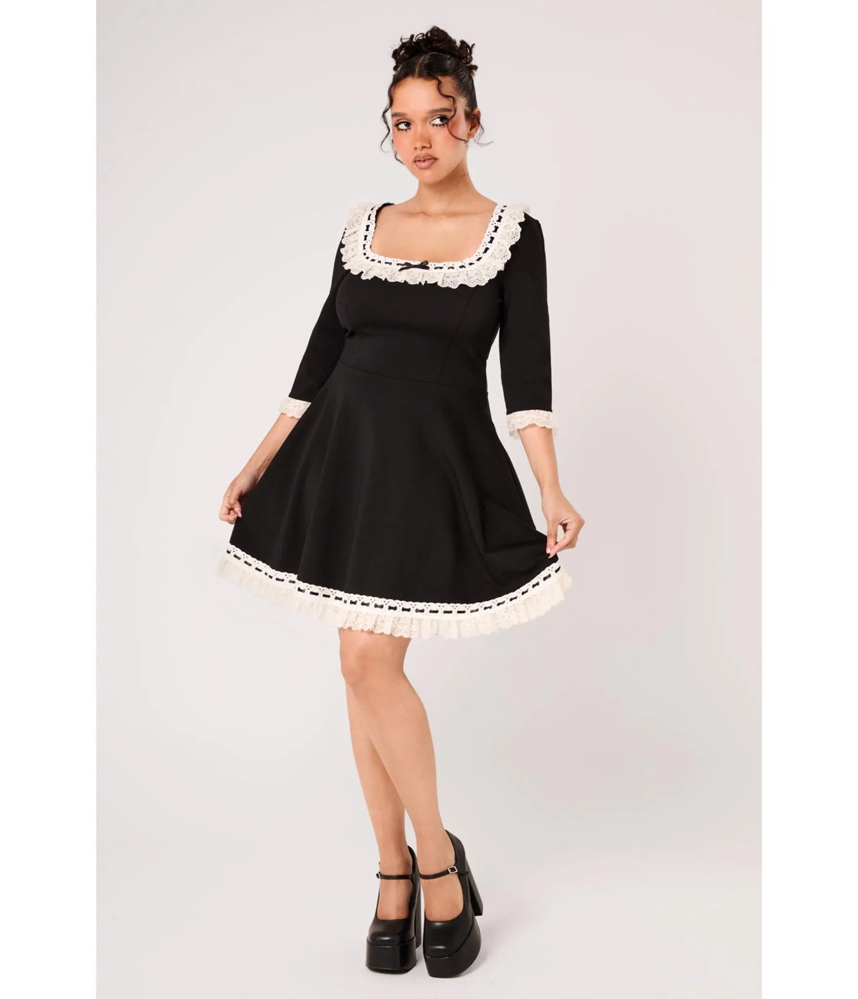 Hell Bunny Black Lace Trim Moira Dress sold by Unique Vintage product image thumbnail 2