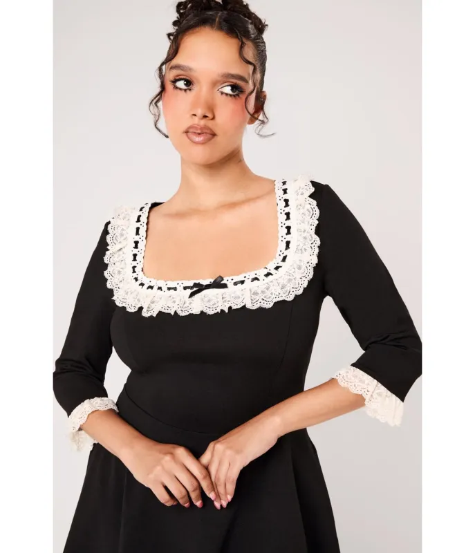 Hell Bunny Black Lace Trim Moira Dress made by Unique Vintage