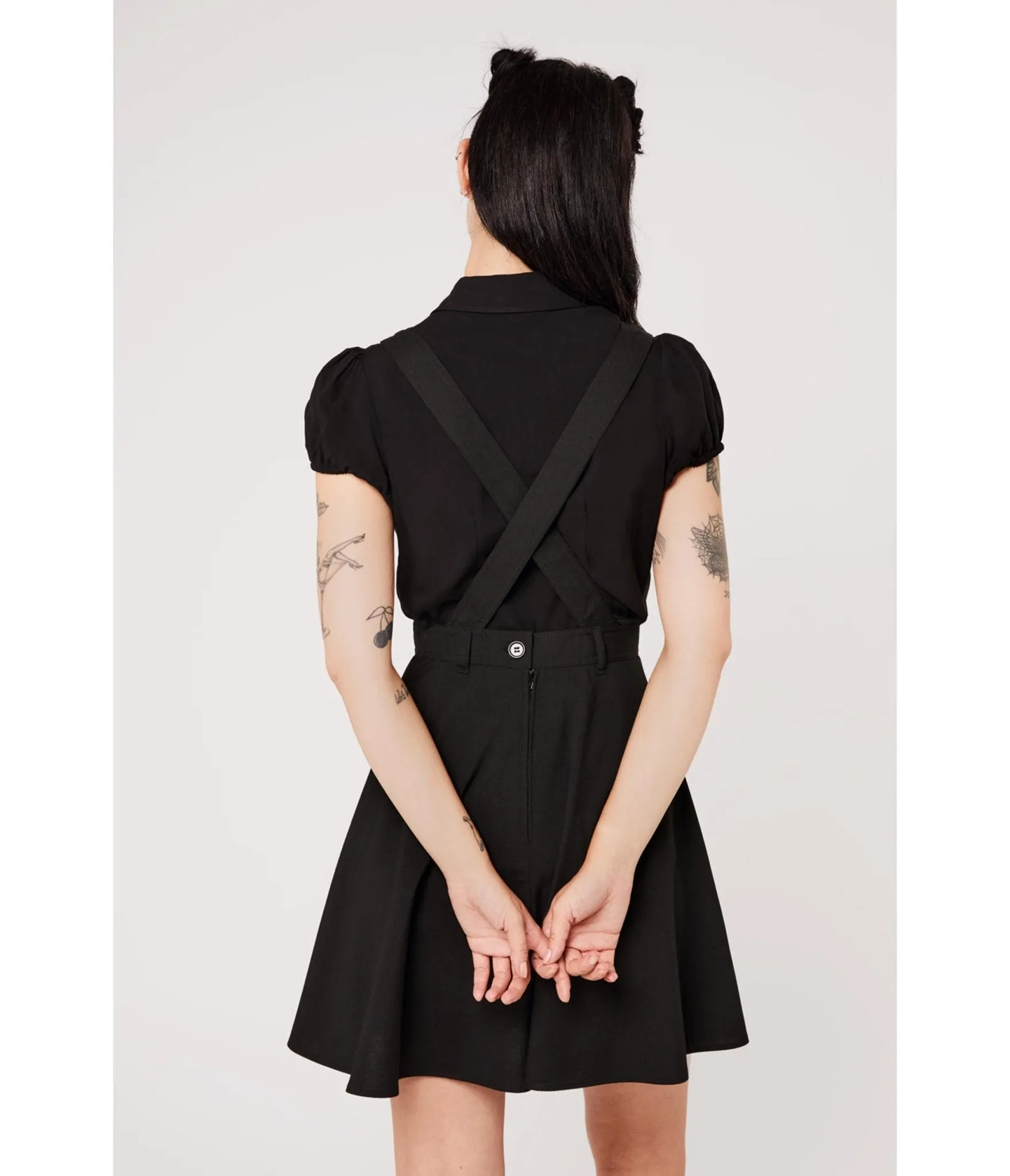 Hell Bunny Black Spiderweb Embroidered Millie Pinafore Dress sold by Unique Vintage product image thumbnail 3