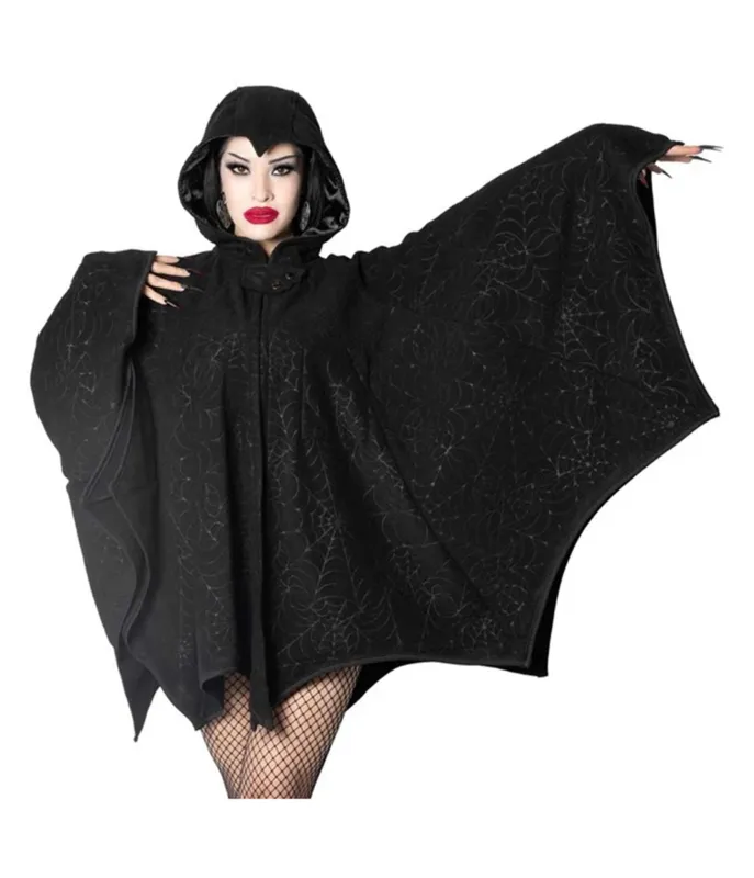Black Spiderweb Embossed Web Cape made by Unique Vintage