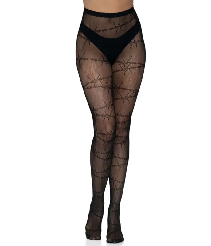 Black Barbed Wire Fishnet Tights made by Unique Vintage