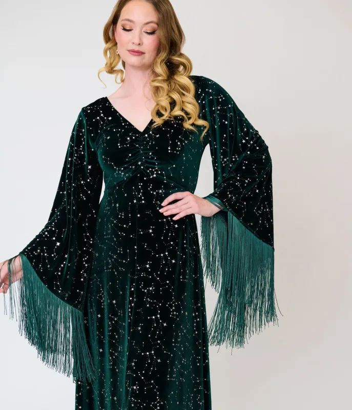 Smak Parlour Emerald & Star Print Stevie Maxi Dress made by Unique Vintage