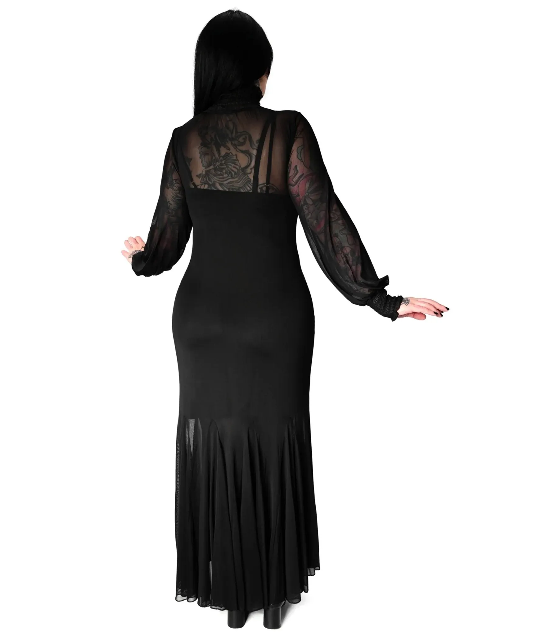 Foxblood Black Mesh Long Sleeve Mary Maxi Dress sold by Unique Vintage product image thumbnail 2