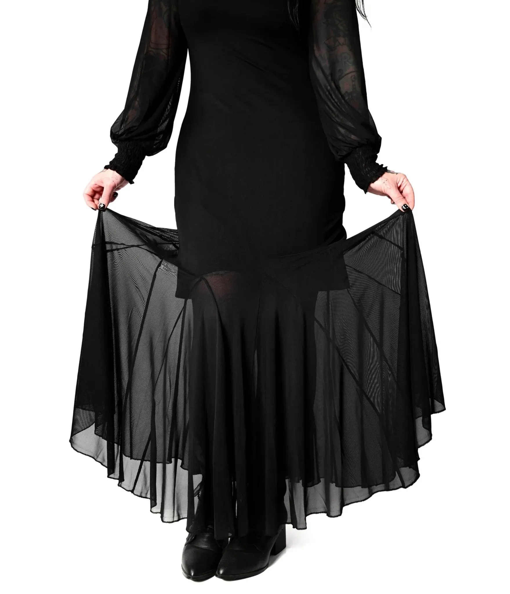 Foxblood Black Mesh Long Sleeve Mary Maxi Dress sold by Unique Vintage product image thumbnail 3