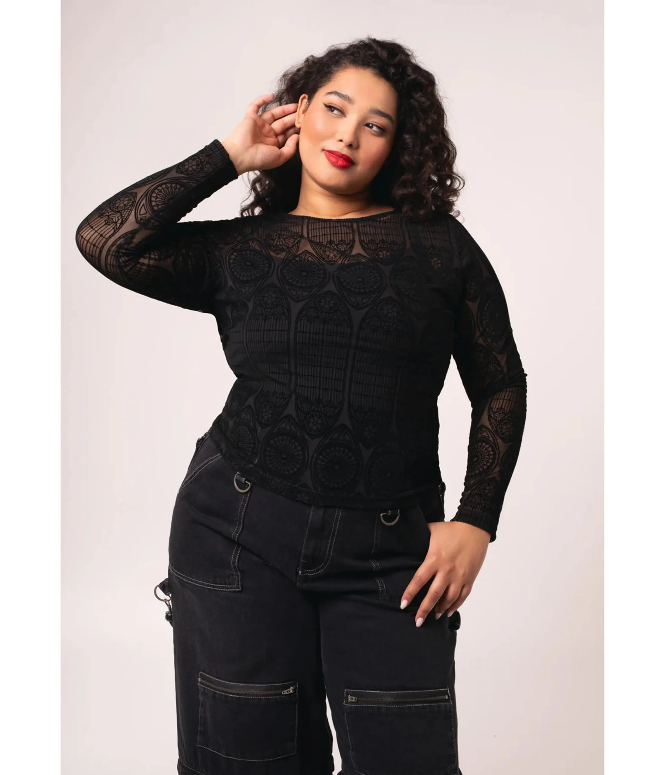Hell Bunny Black Mesh Mea Culpa Top sold by Unique Vintage product image thumbnail 3