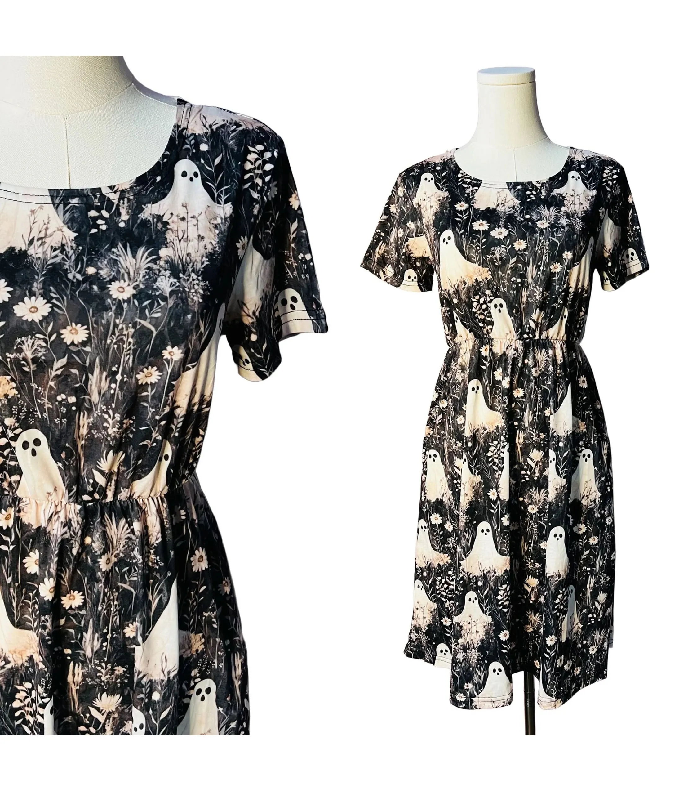 Witchwood Bags Black Ghost Print Dress sold by Unique Vintage product image thumbnail 2