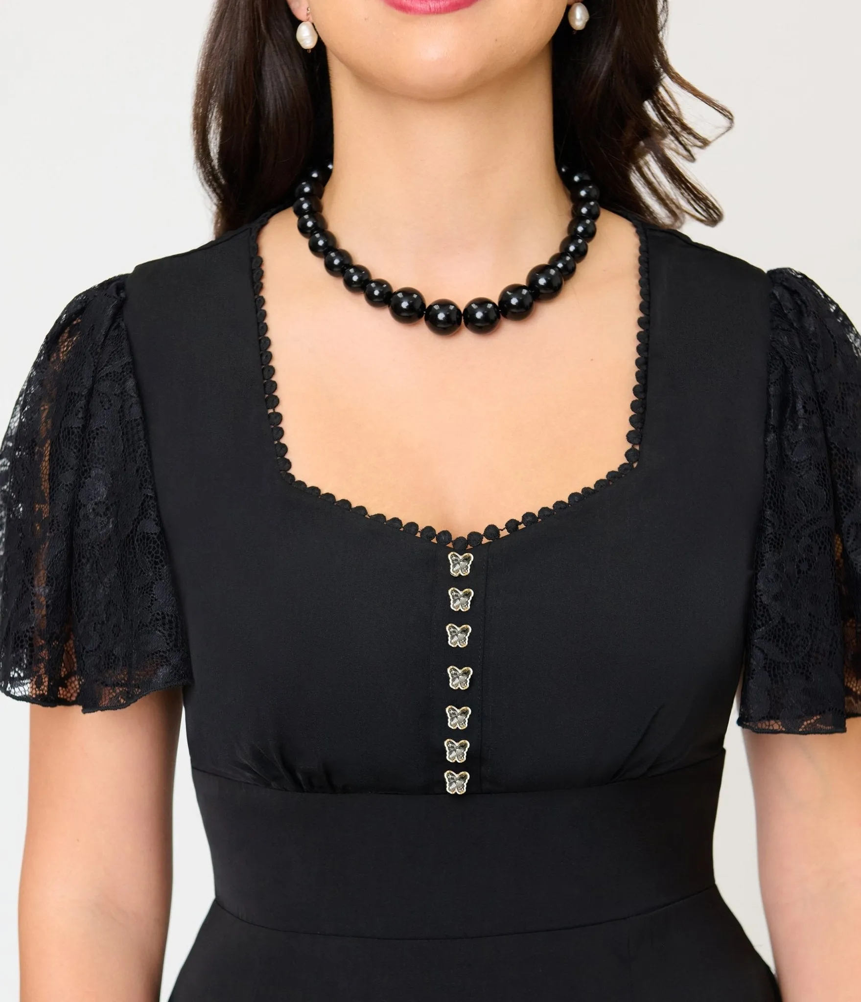Unique Vintage Black & Lace Gloria Midi Dress sold by Unique Vintage product image thumbnail 4