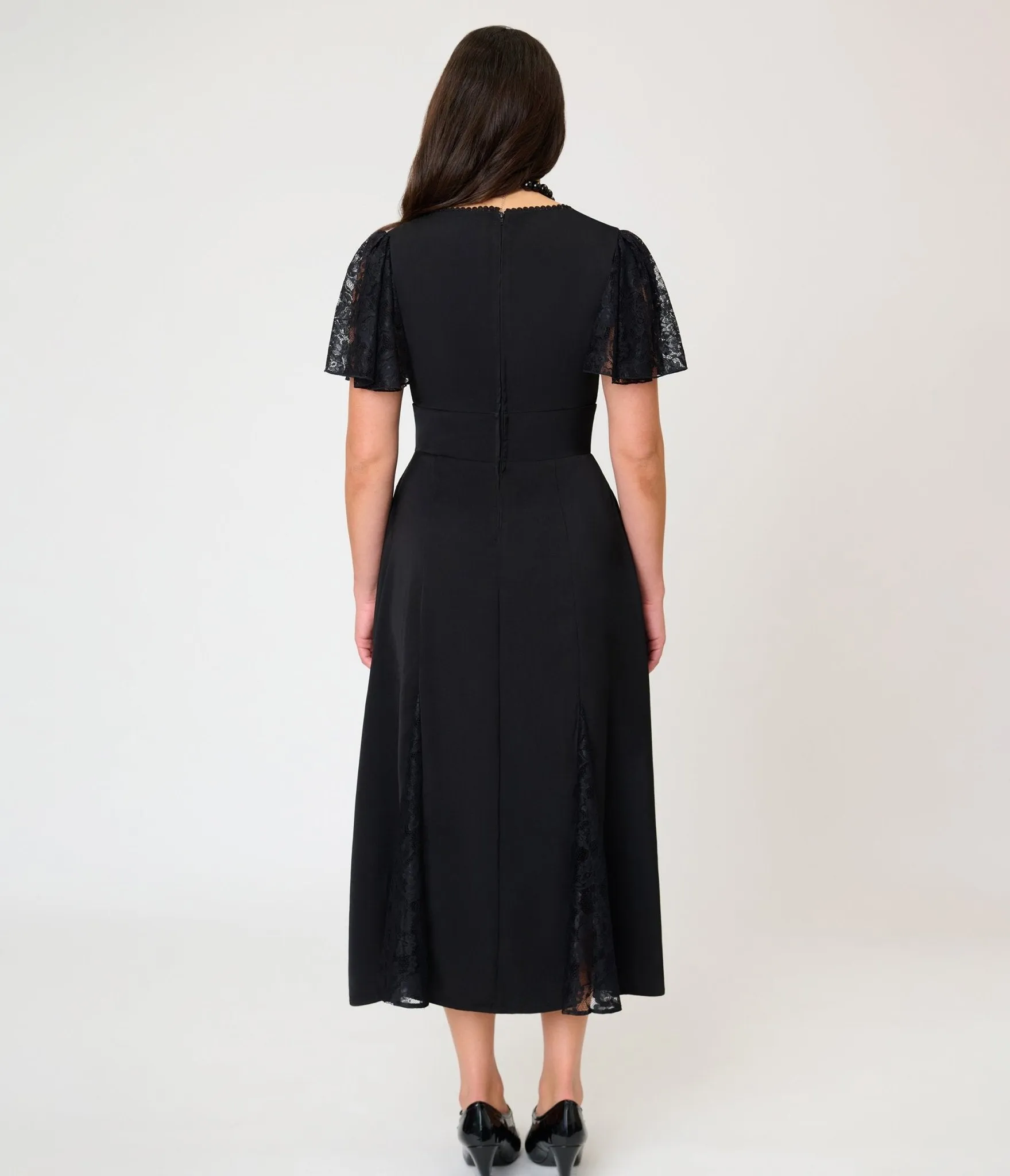 Unique Vintage Black & Lace Gloria Midi Dress sold by Unique Vintage product image thumbnail 2