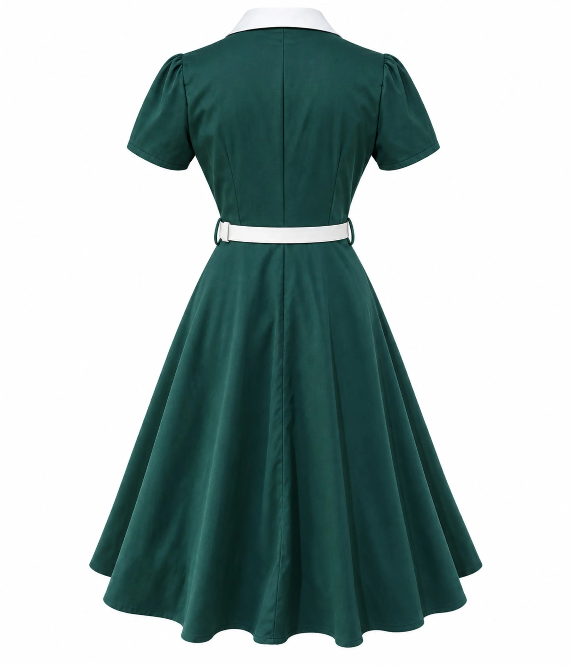 Teal & White Collared Swing Dress sold by Unique Vintage product image thumbnail 3