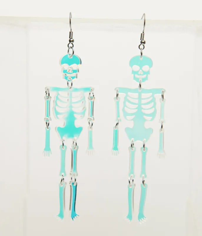 Skeleton Dangle Reflecting Light Acrylic Earrings sold by Unique Vintage