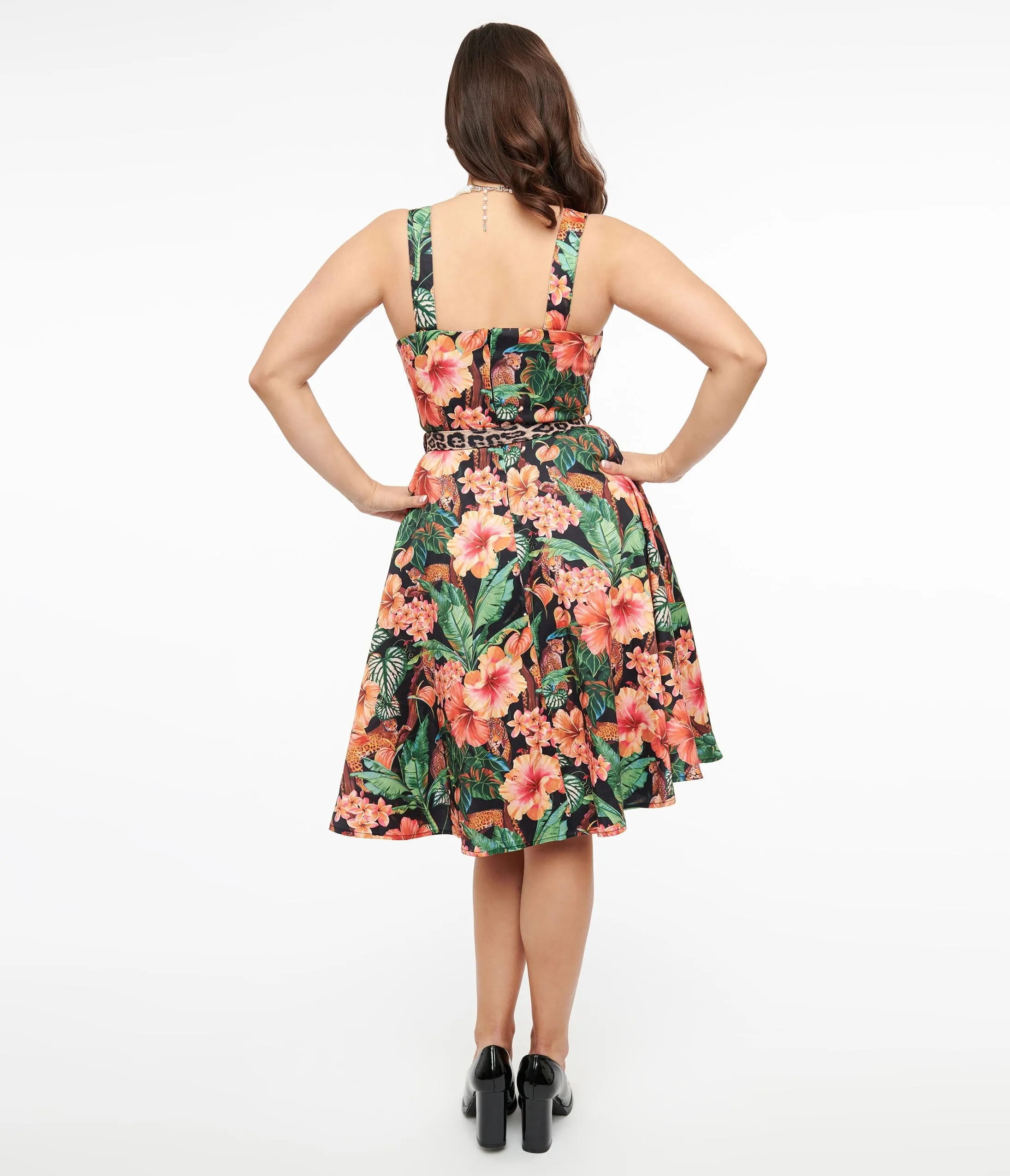 Voodoo Vixen 1950s Black Jaguar Jungle Print Fit & Flare Dress sold by Unique Vintage product image thumbnail 3