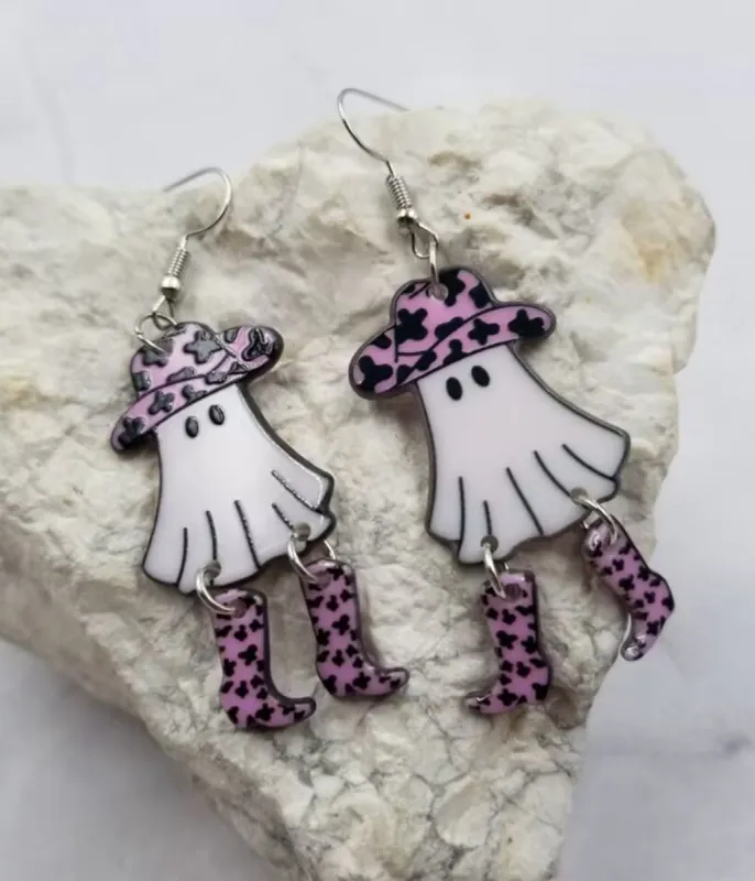 Halloween Cowgirl Ghost Earrings sold by Unique Vintage