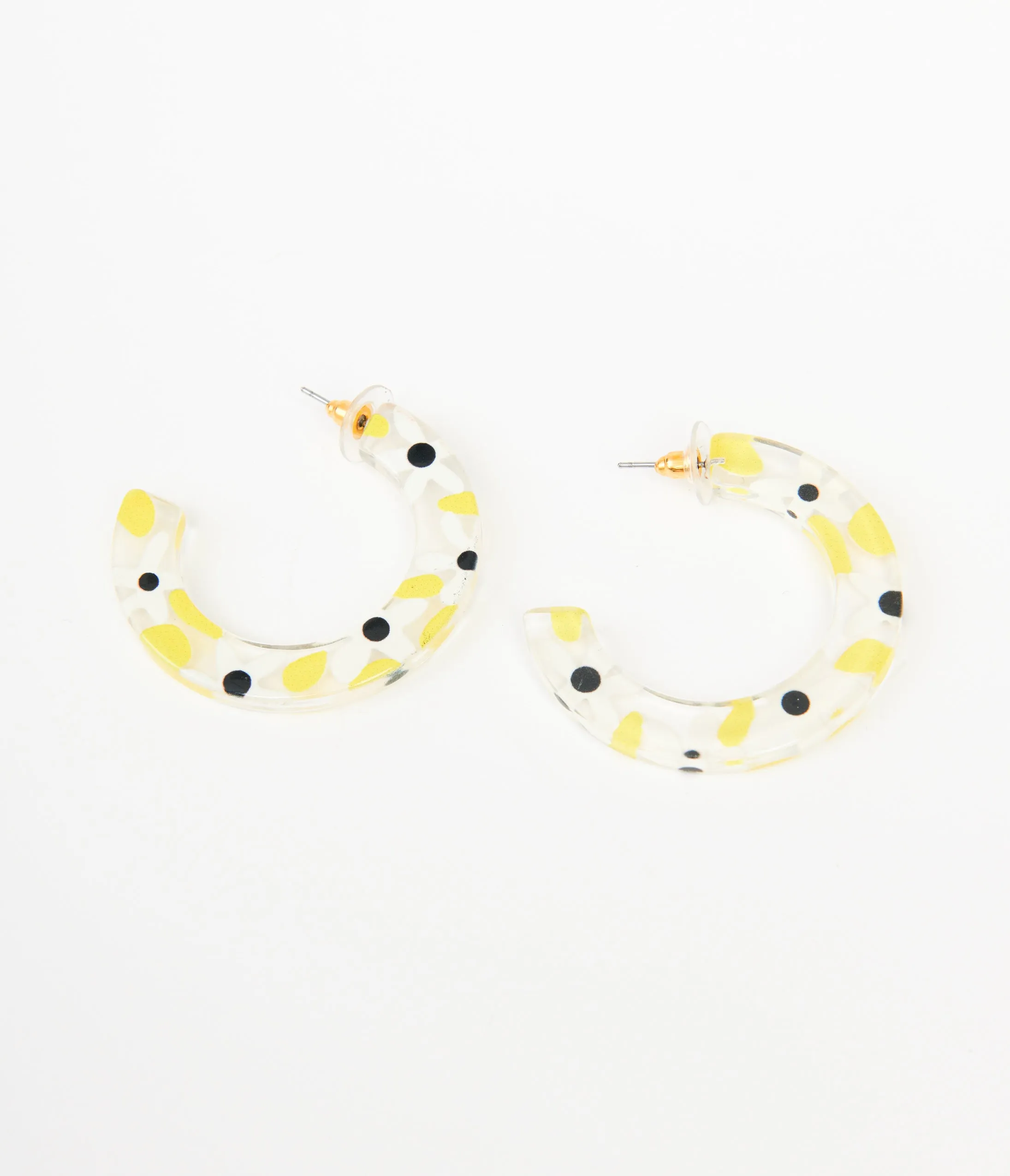 1960s White & Yellow Daisy Hoop Earrings sold by Unique Vintage product image thumbnail 2