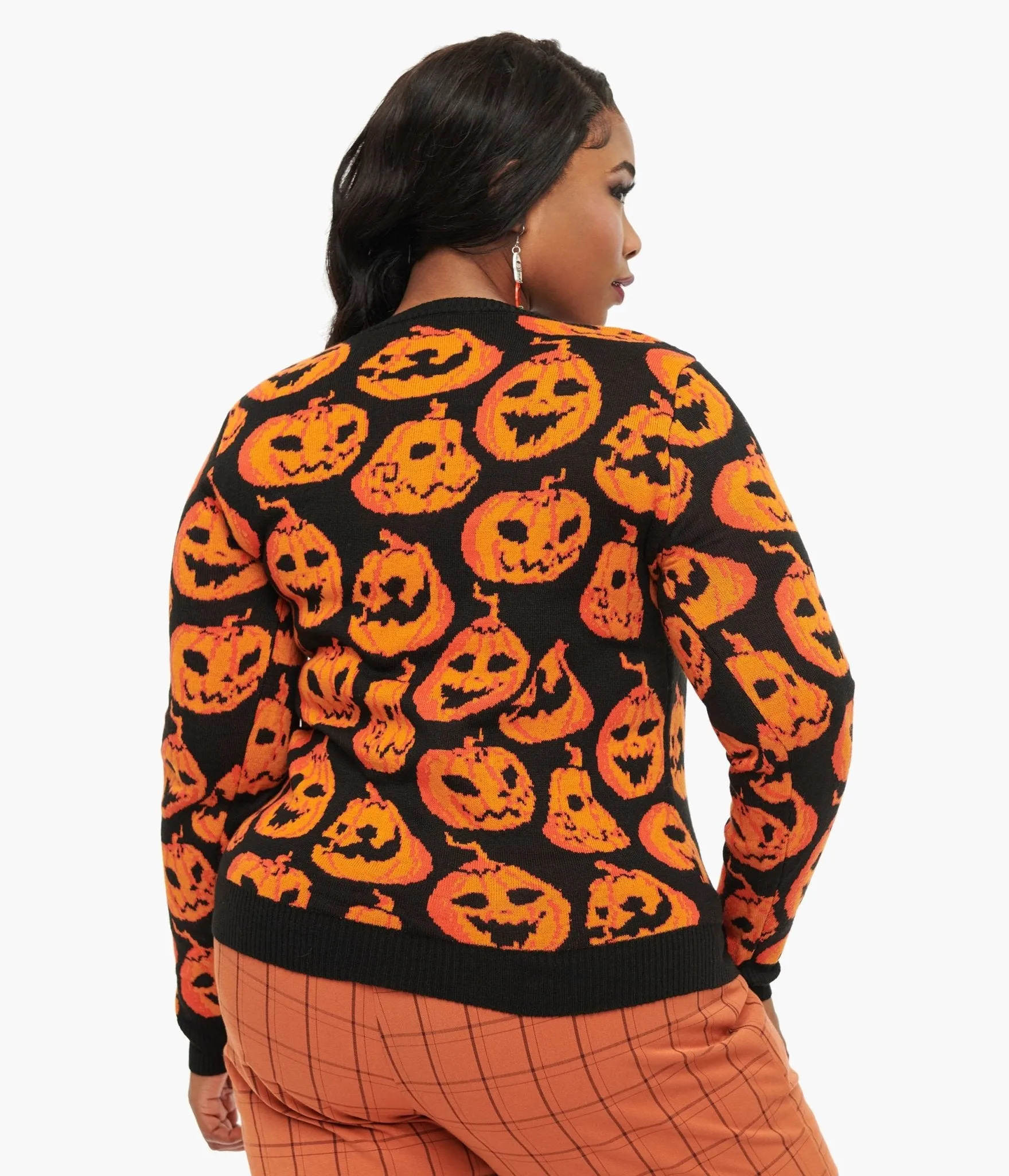 Black & Orange Pumpkin Print Knit Sweater sold by Unique Vintage product image thumbnail 3