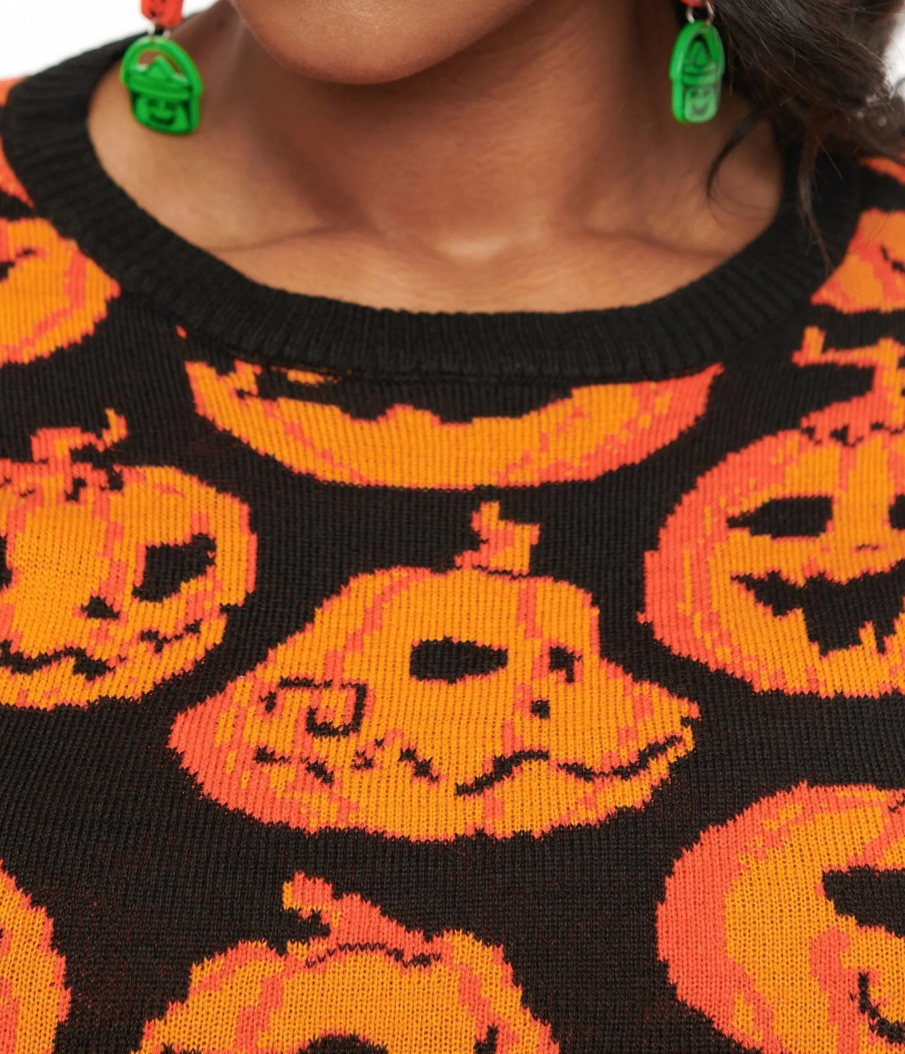 Black & Orange Pumpkin Print Knit Sweater sold by Unique Vintage product image thumbnail 2