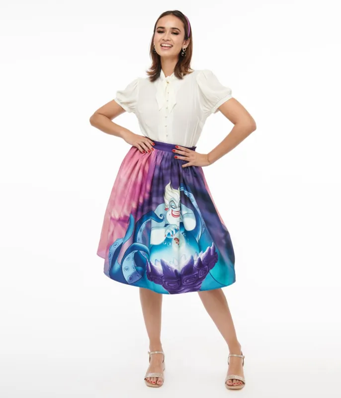 Disney Princess collection by Unique Vintage Ursula & Princess Ariel Print Gellar Swing Skirt sold by Unique Vintage