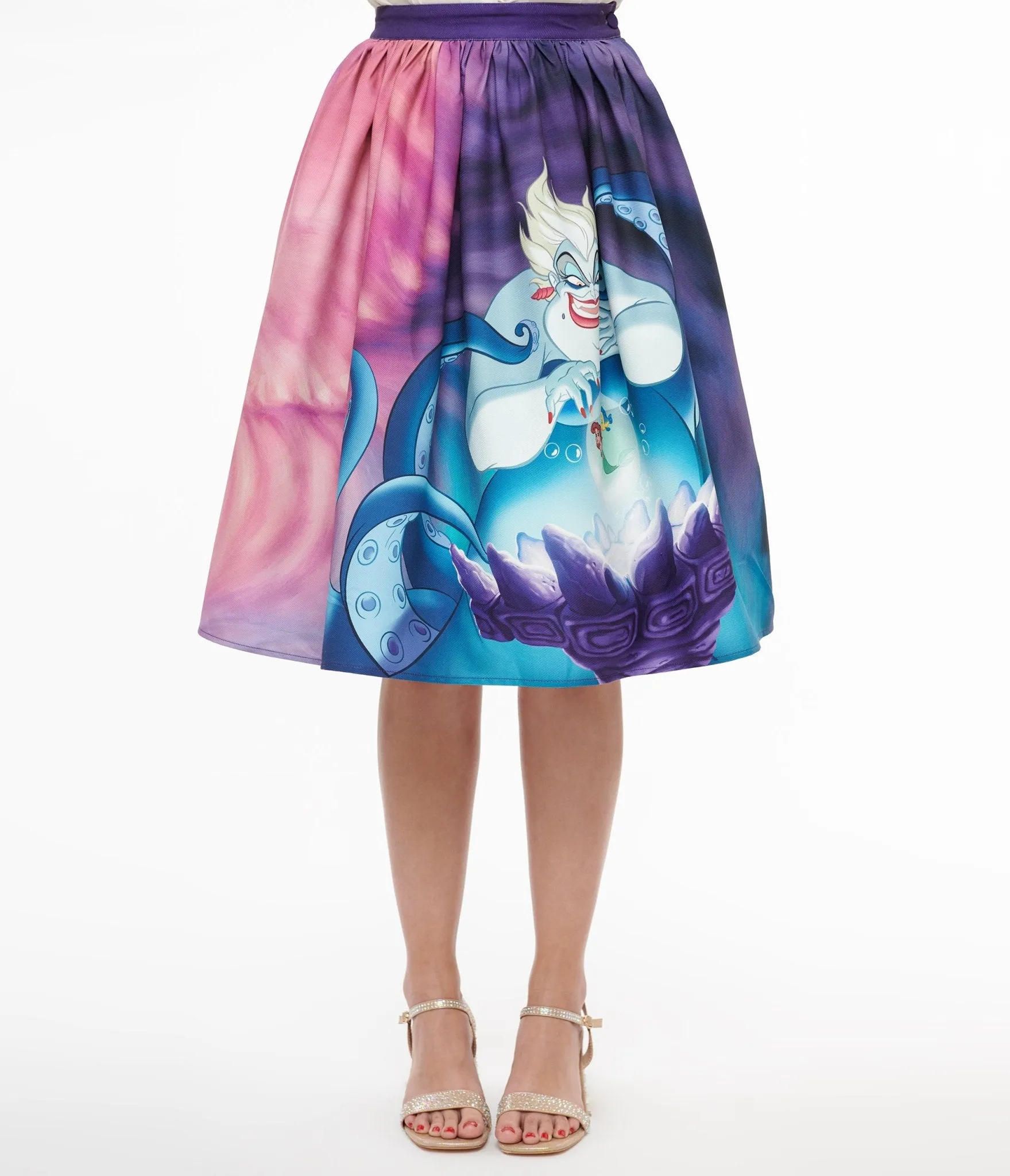 Disney Princess collection by Unique Vintage Ursula & Princess Ariel Print Gellar Swing Skirt sold by Unique Vintage product image thumbnail 2
