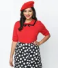 Red & Black Faux Collar Knit Top sold by Unique Vintage