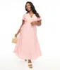 Plus Size 1930s Pink Daisy Salome Midi Dress sold by Unique Vintage