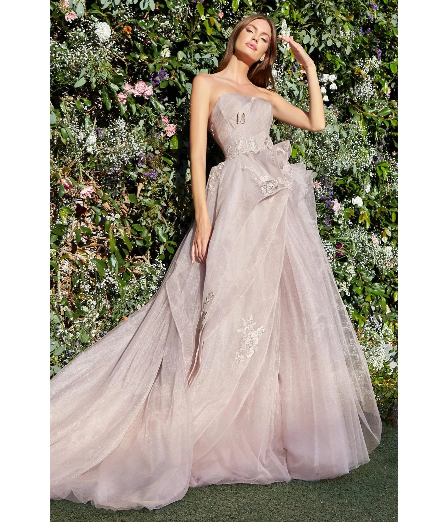 Cinderella Divine Pale Mauve Monarch Butterfly Embellished Tulle Evening Gown sold by Unique Vintage product image thumbnail 3