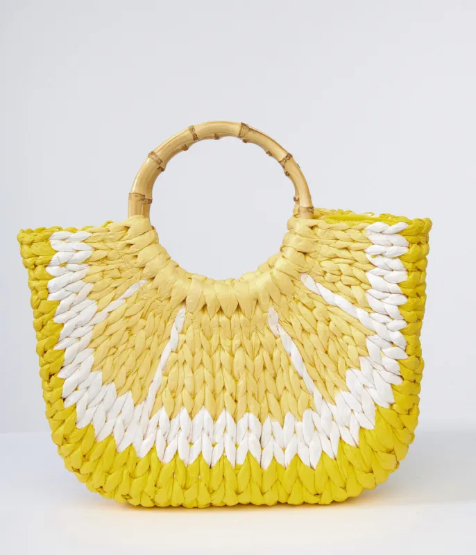 1970s Lemon Rattan Handbag sold by Unique Vintage