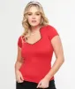 Steady 1950s Red & Black Piped Sophia Top sold by Unique Vintage