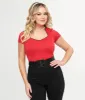 Steady 1950s Red & Black Piped Sophia Top sold by Unique Vintage