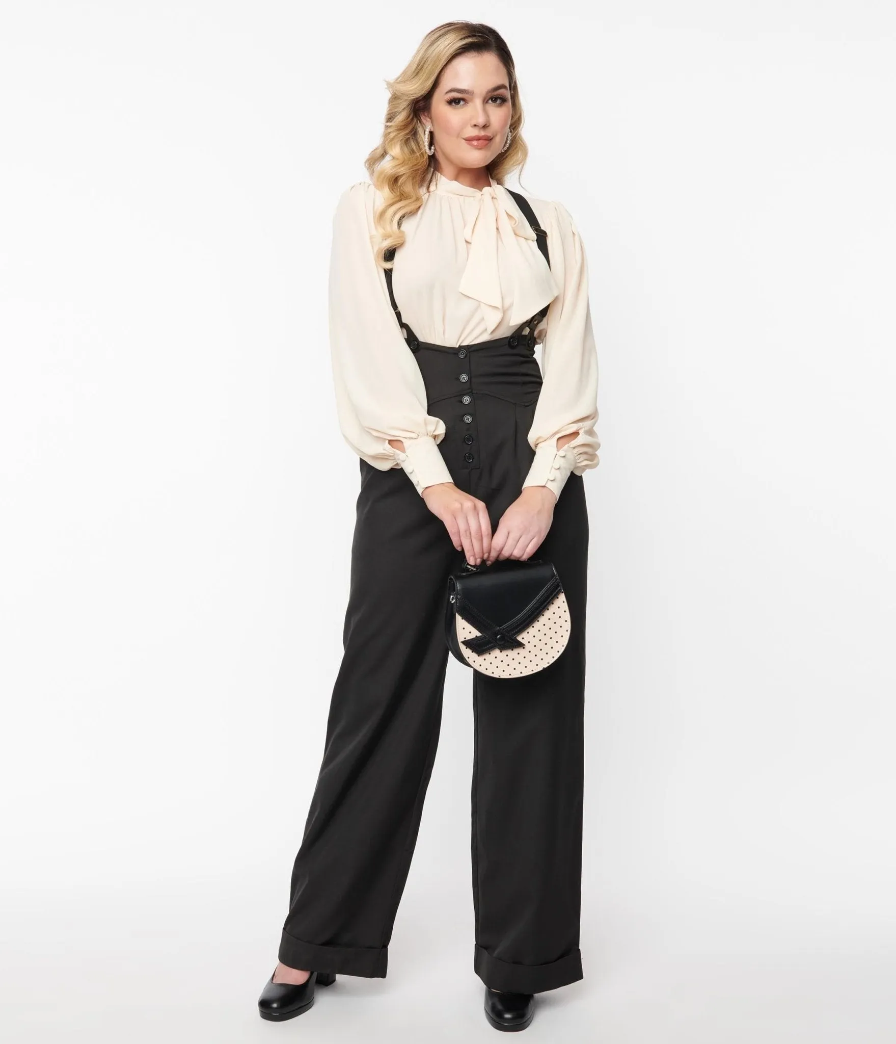 Unique Vintage 1930s Black Thelma Suspender Pants sold by Unique Vintage product image thumbnail 3