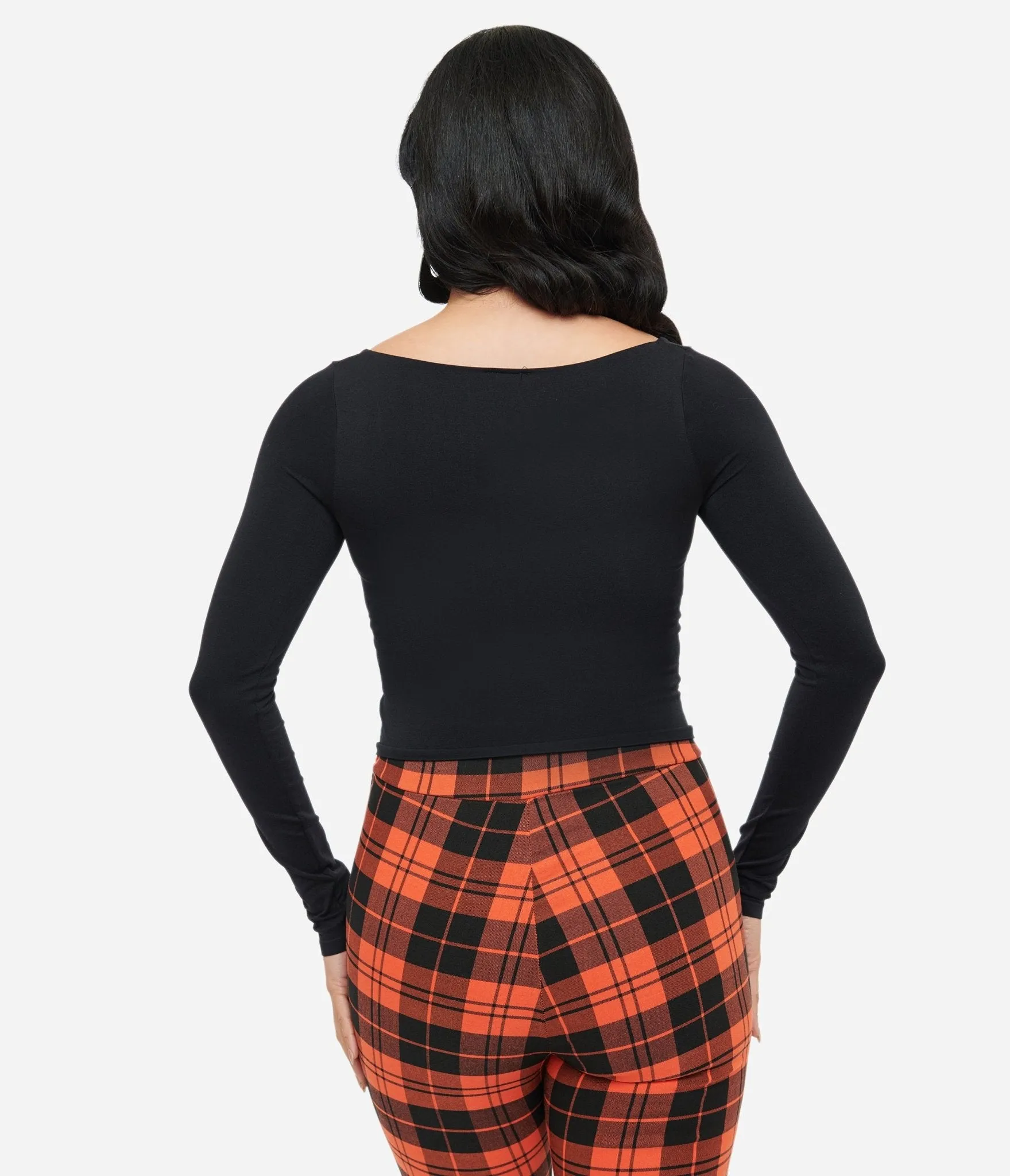 Black Square Neck Long Sleeve Top sold by Unique Vintage product image thumbnail 2