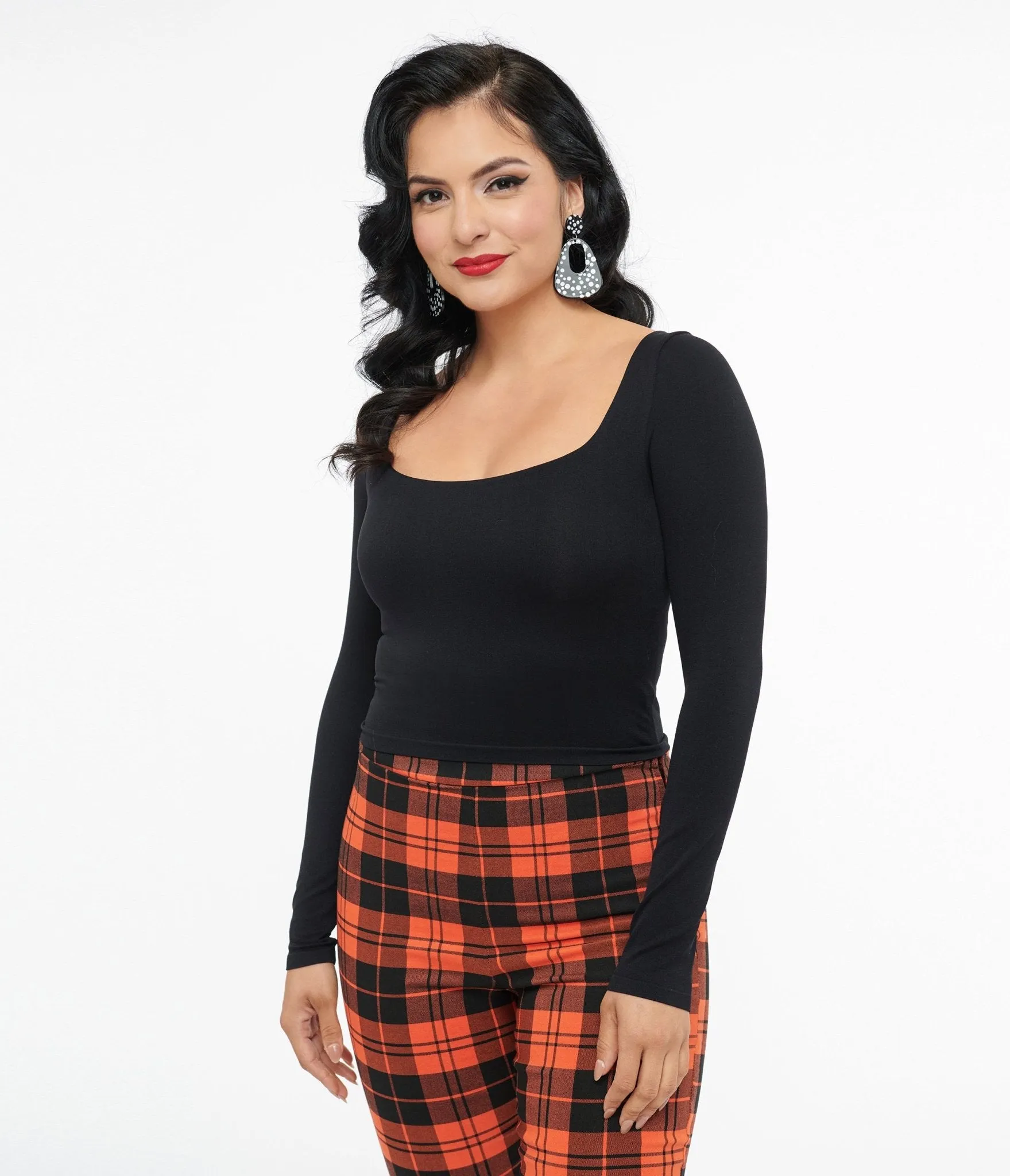 Black Square Neck Long Sleeve Top sold by Unique Vintage product image thumbnail 3