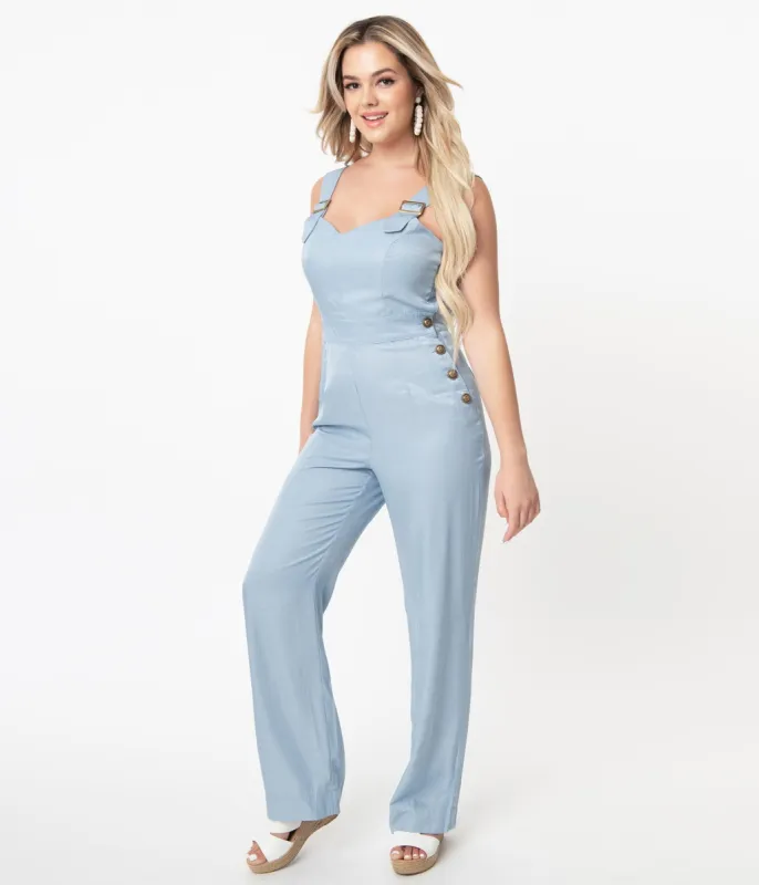 Unique Vintage 1940s Chambray Blue Sedgewick Jumpsuit sold by Unique Vintage